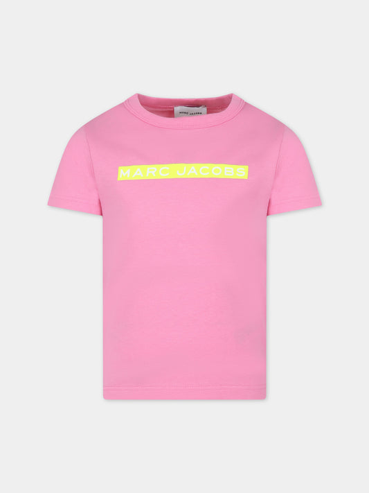 T-shirt rosa per bambina con logo,Marc Jacobs,W15651 44G