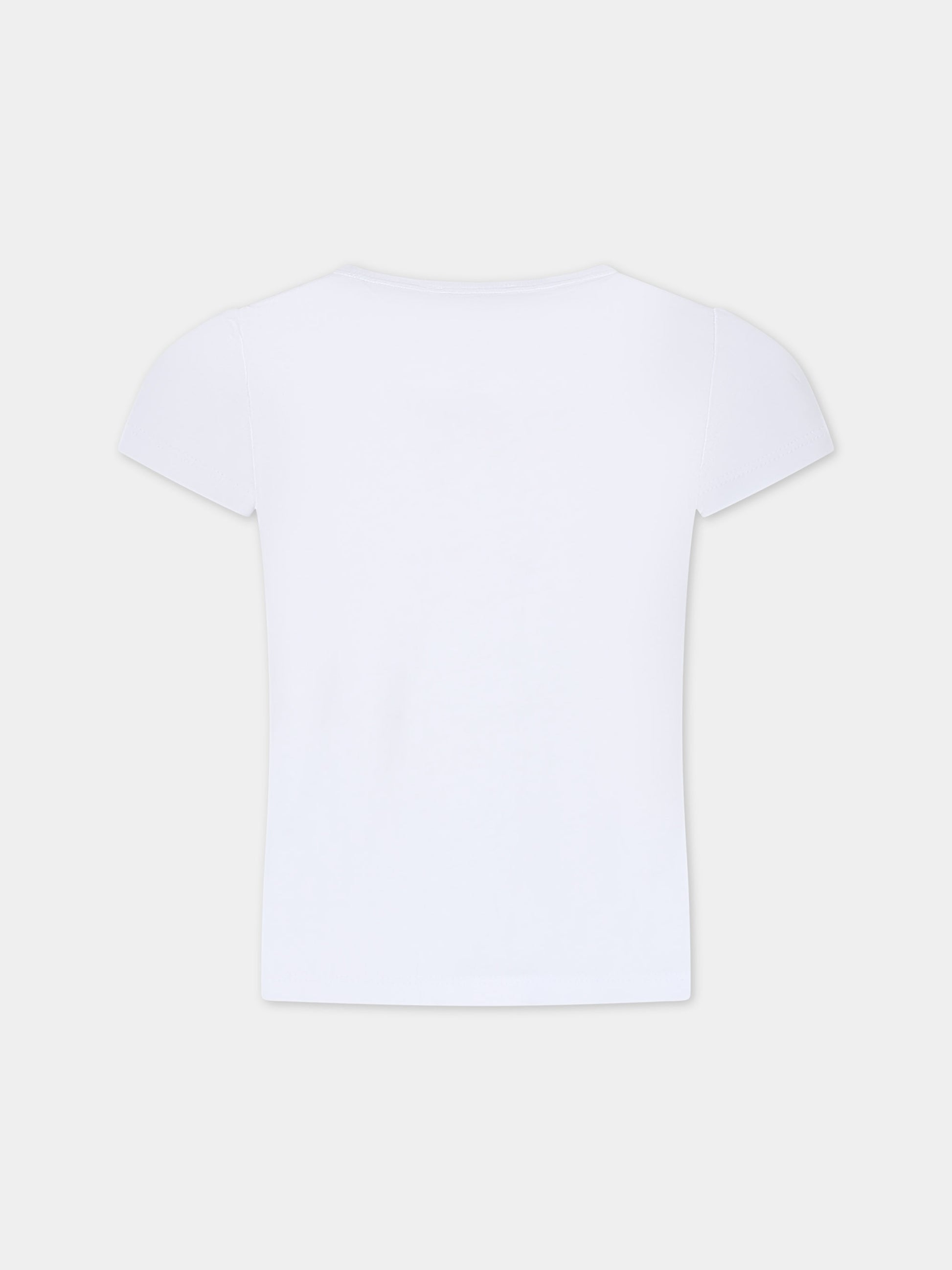 T-shirt bianca per bambina con stampa Tour Eiffel,Sonia Rykiel Paris,A15014 N79