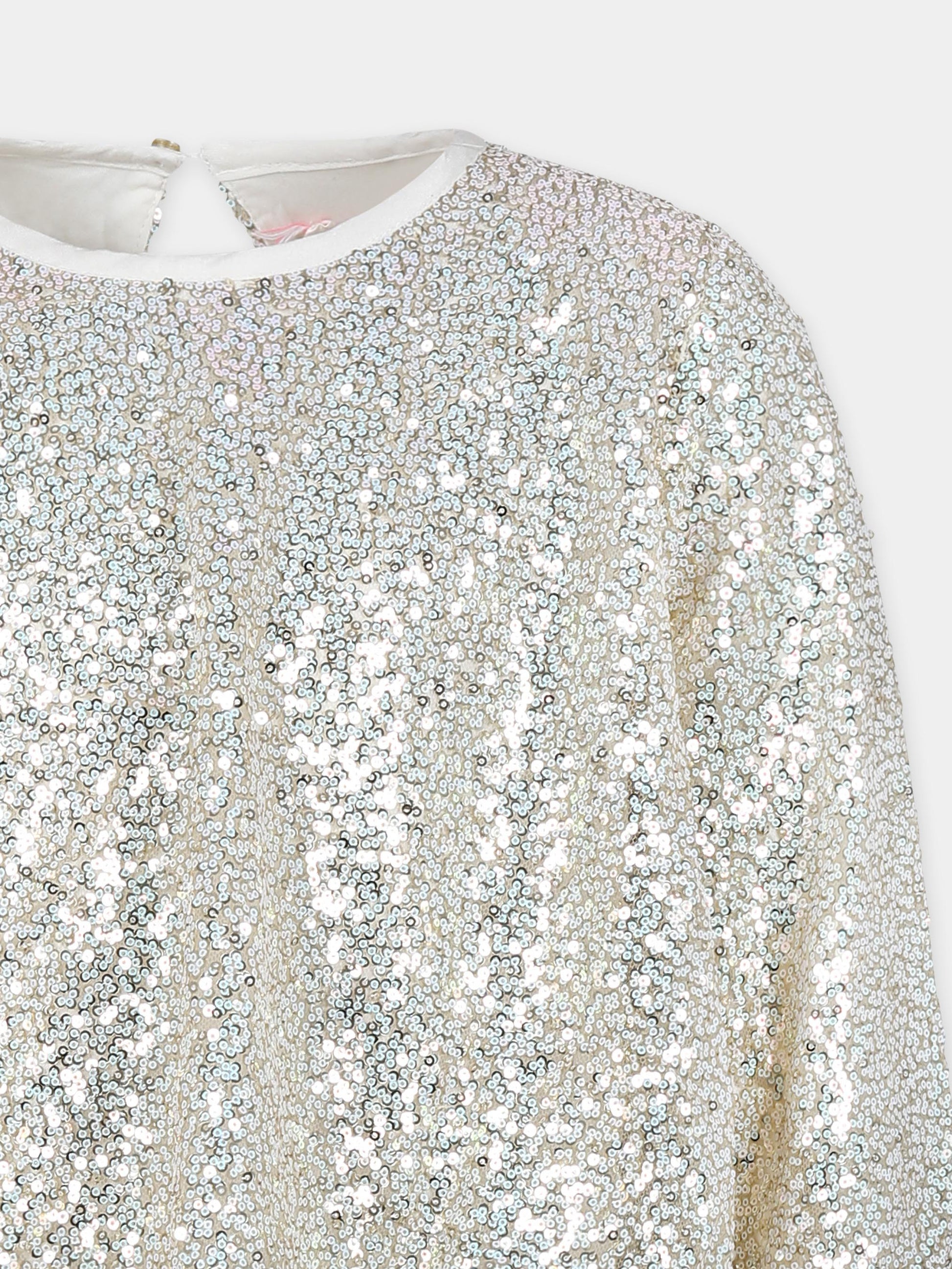 Vestito oro per bambina con paillettes,Billieblush,U20547 Z99