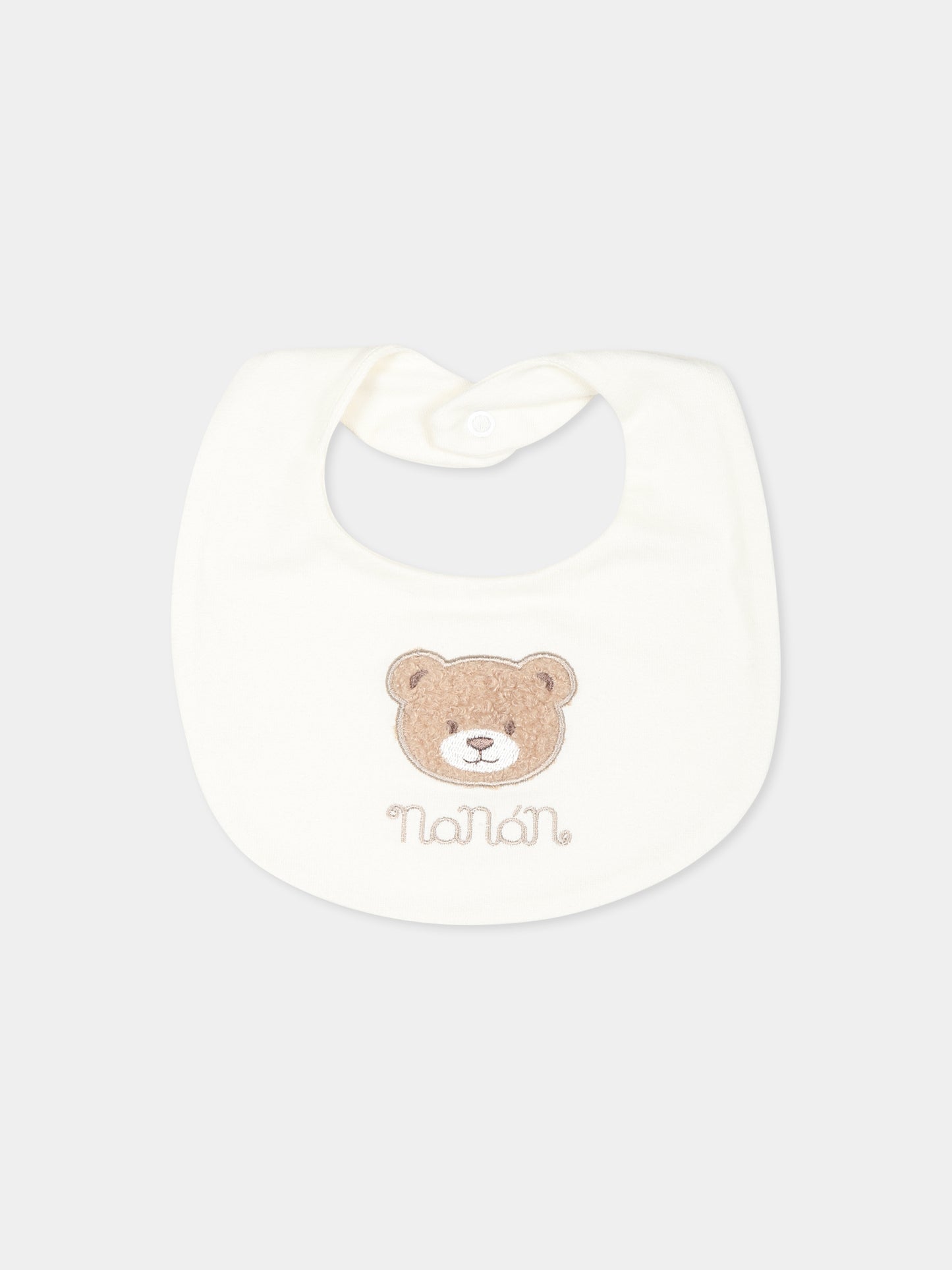 Bavaglino bianco per neonato con orso,Nanan,I24159B
