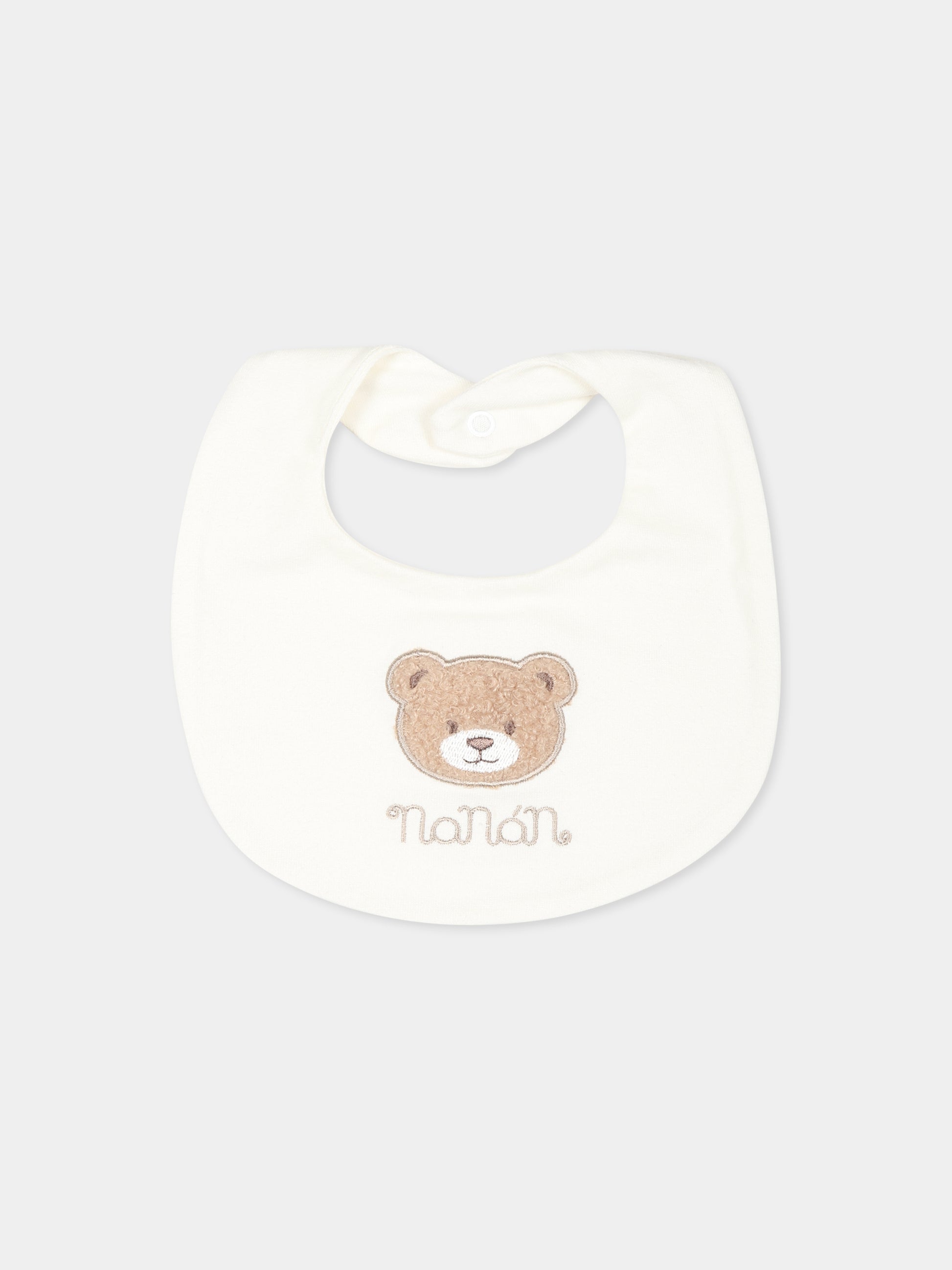 Bavaglino bianco per neonato con orso,Nanan,I24159B