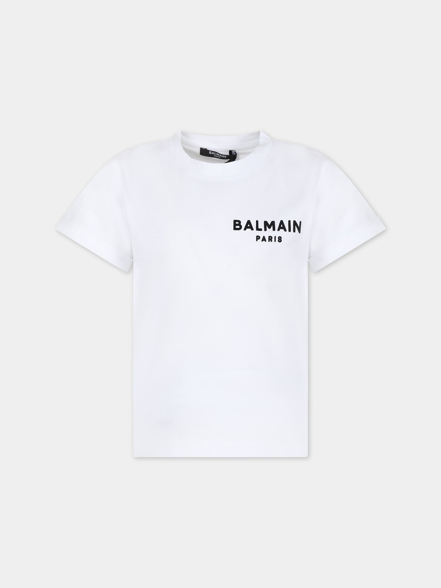 T-shirt bianca per bambini con logo,Balmain Kids,6Q8041 Z0082 100NE
