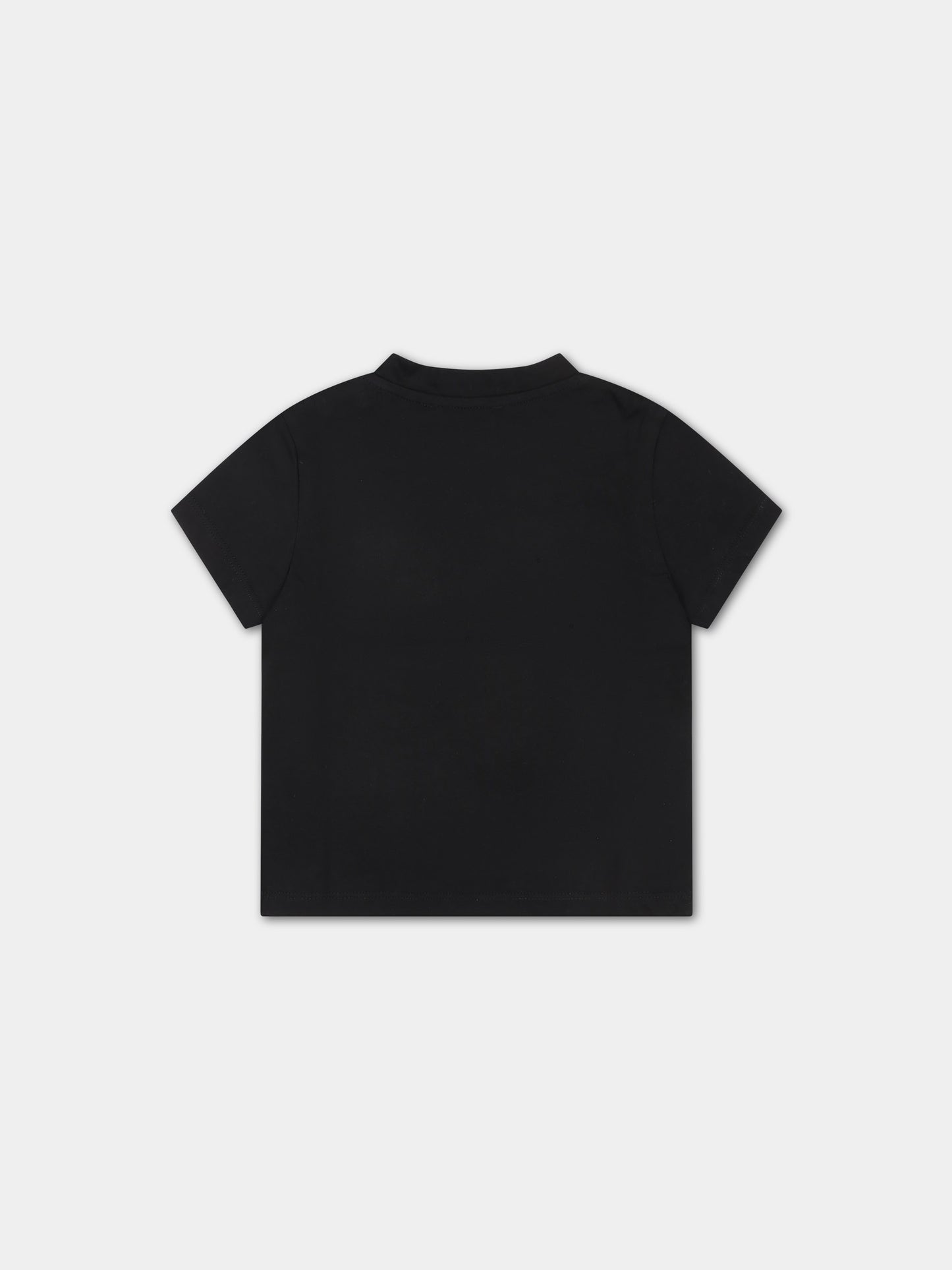 T-shirt nera per neonata con logo e strass,Balmain Kids,6Q8801 J0006 930