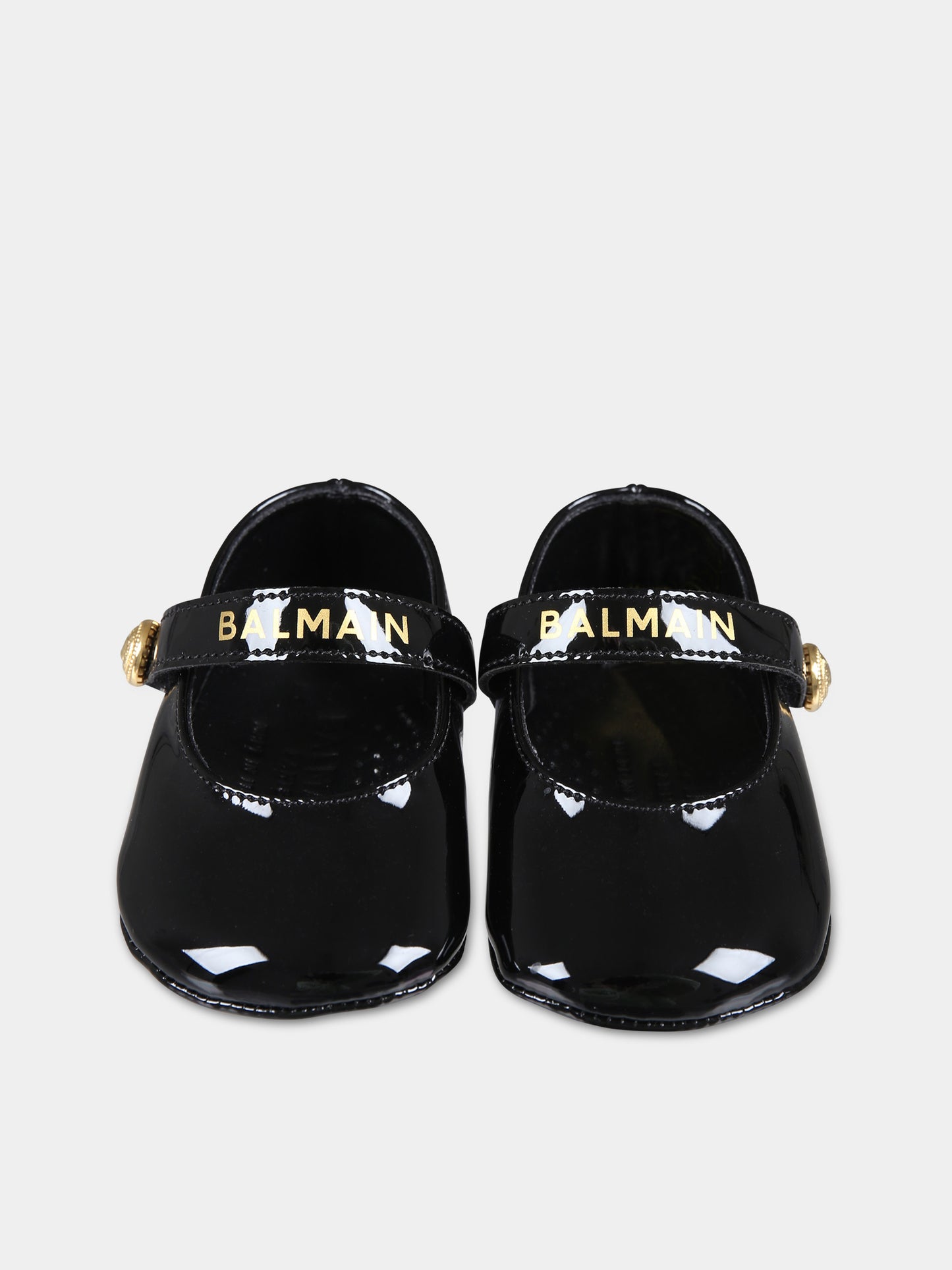 Ballerine nere per neonata con logo,Balmain Kids,BT0006 Z1629 930OR