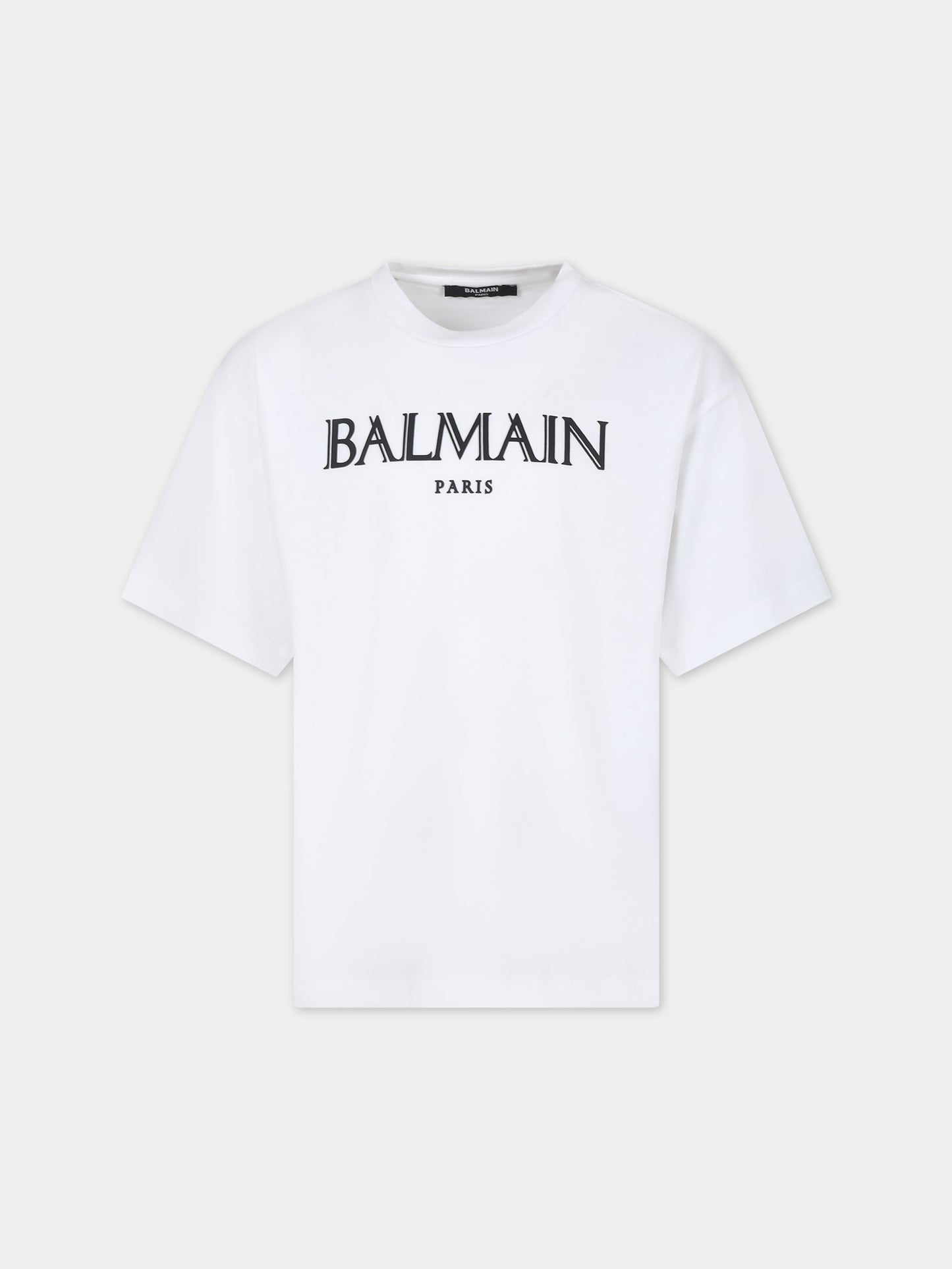 T-shirt bianca per bambini con logo,Balmain Kids,BT8S21 Z1751 100NE