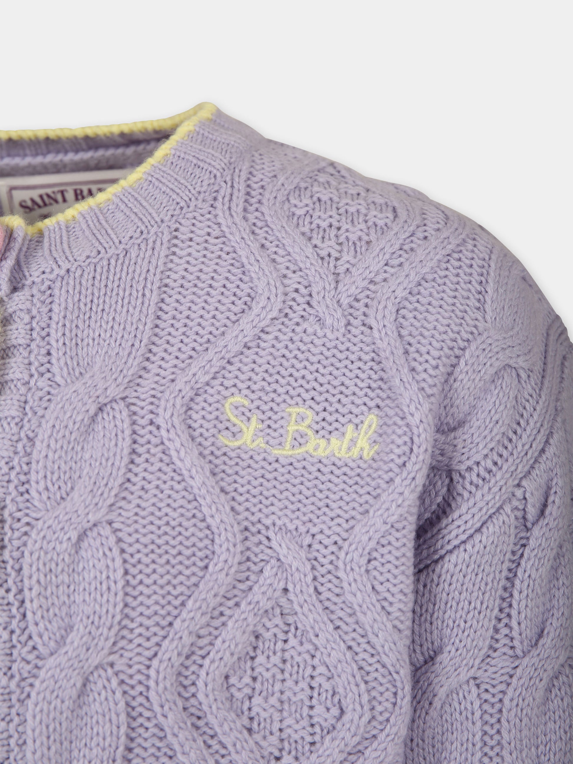 Cardigan viola per bambina con logo,Mc2 Saint Barth,MLE001 - 00059G