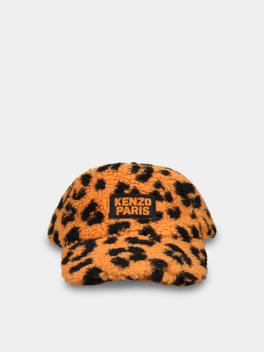 Cappello arancione per bambina con stampa maculata,Kenzo Kids,K60536 372