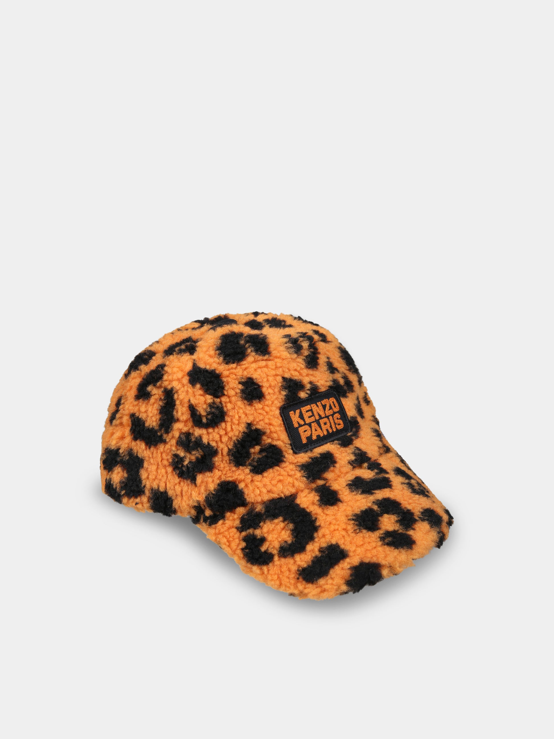 Cappello arancione per bambina con stampa maculata,Kenzo Kids,K60536 372