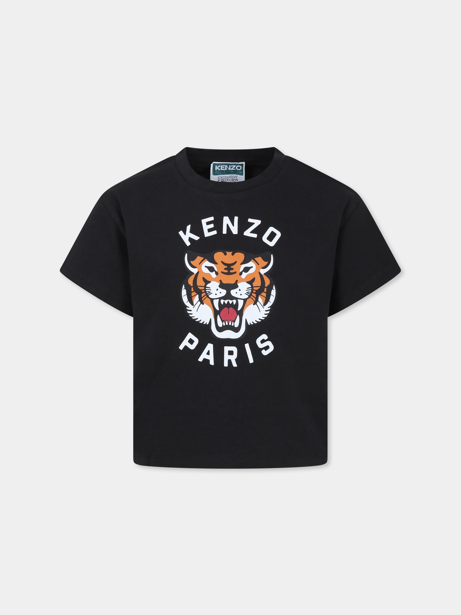 T-shirt grigia per bambino con tigre,Kenzo Kids,K60578 095