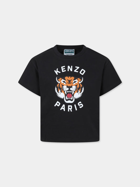 T-shirt grigia per bambino con tigre,Kenzo Kids,K60578 095