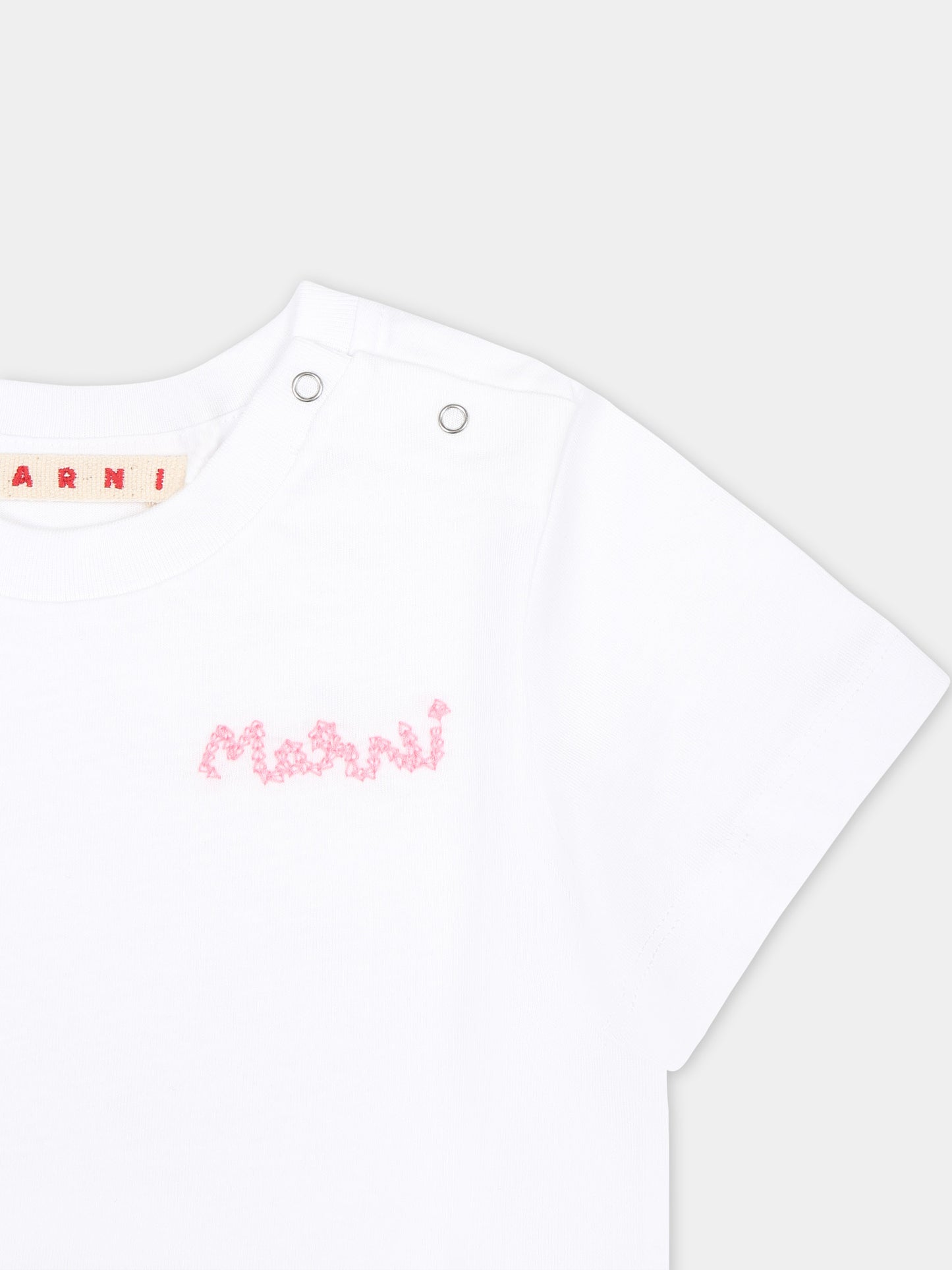 T-shirt bianca per neonata con logo,Marni Kids,M01139 M00HZ MT68B 0M100