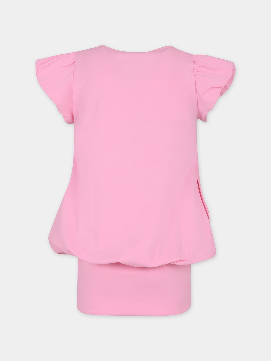 Vestito rosa per bambina con scritta e strass,Monnalisa,19C936 3011 0093