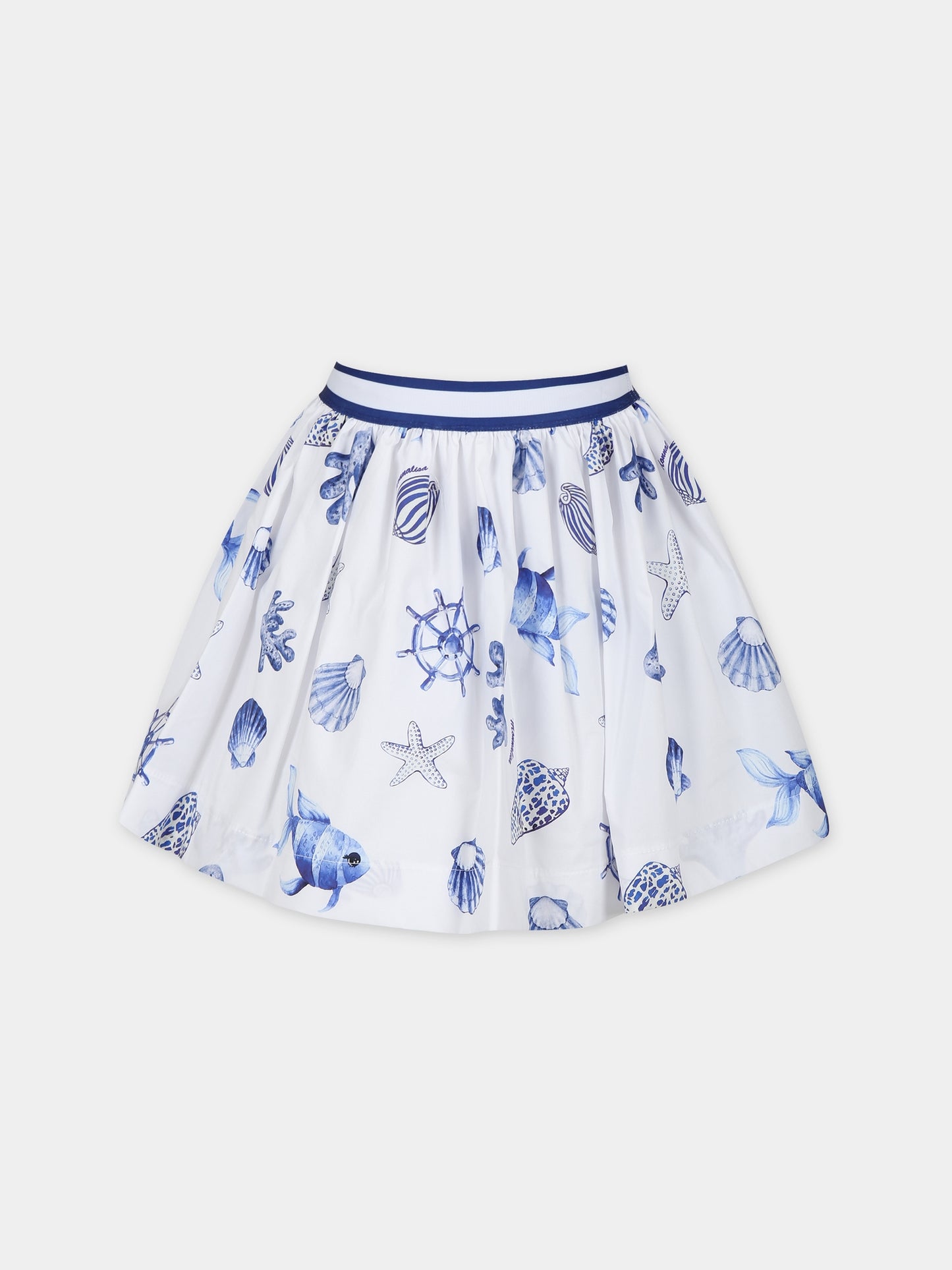 Gonna bianca per bambina con stampa conchiglie,Monnalisa,11C703 3668 9954