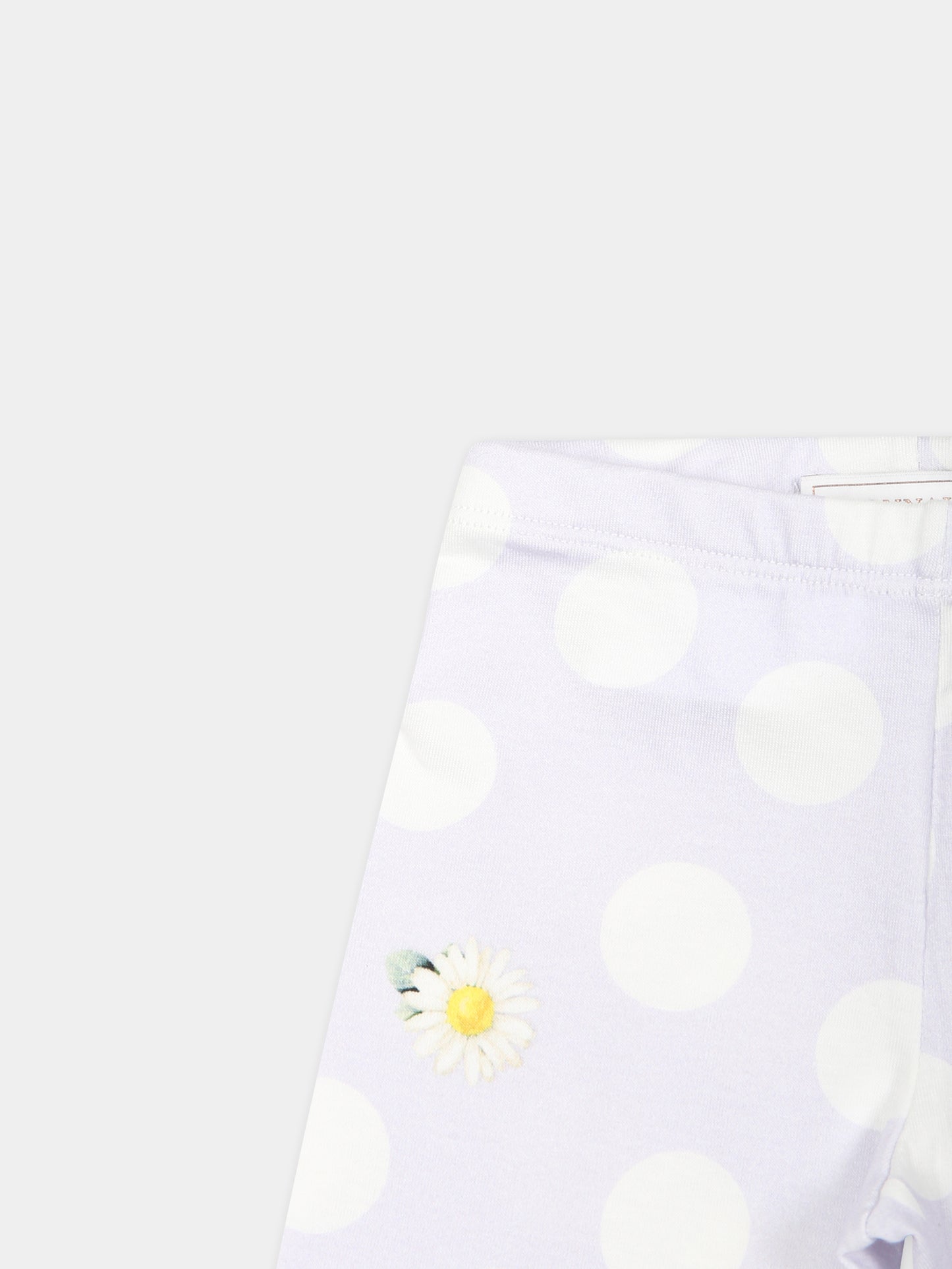 Leggings viola per neonata con pois e margherite,Monnalisa,31C414 3612 0065