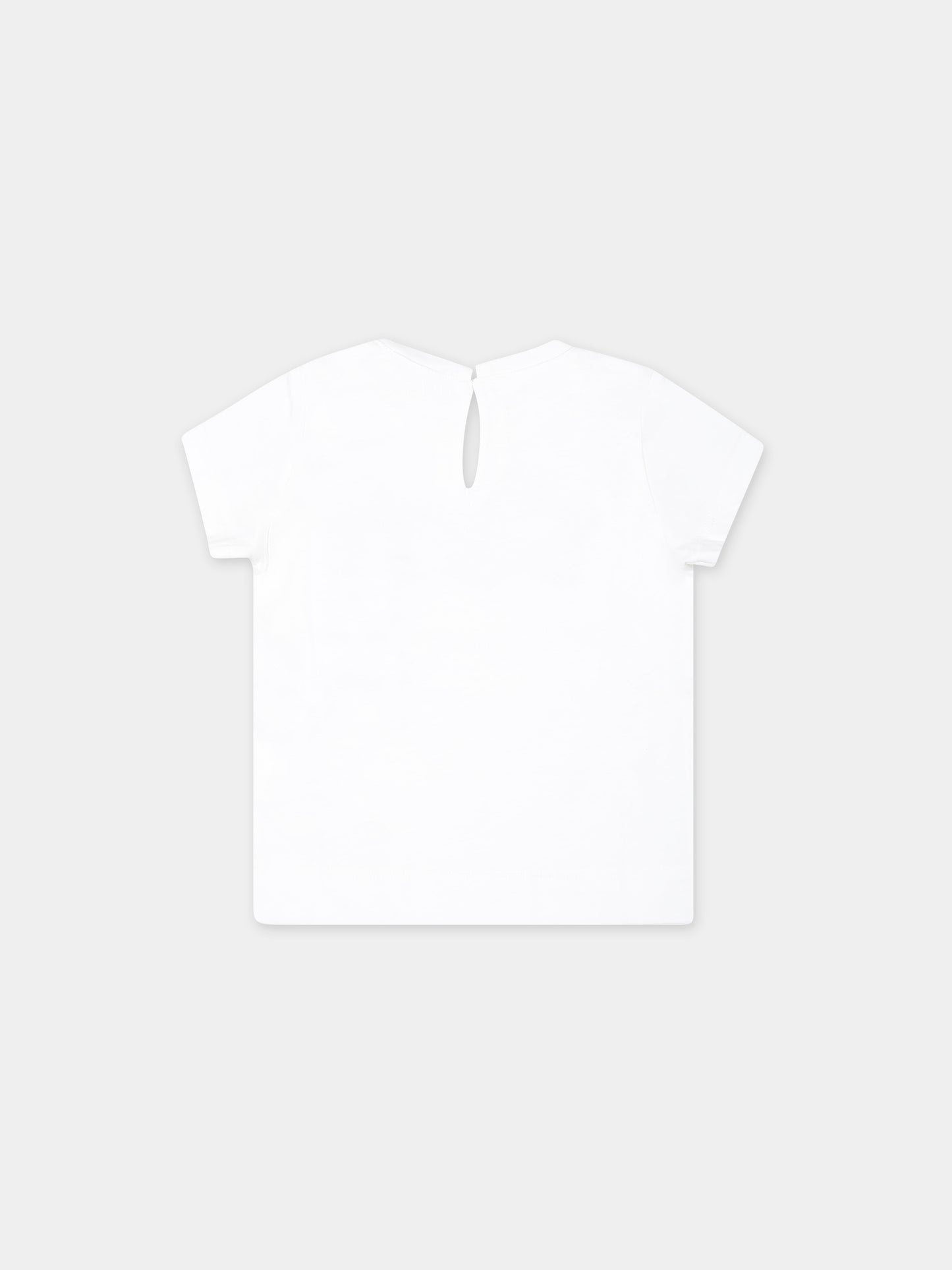T-shirt bianca per neonata con stampa orso e scritta,Monnalisa,39C611 3003 9990