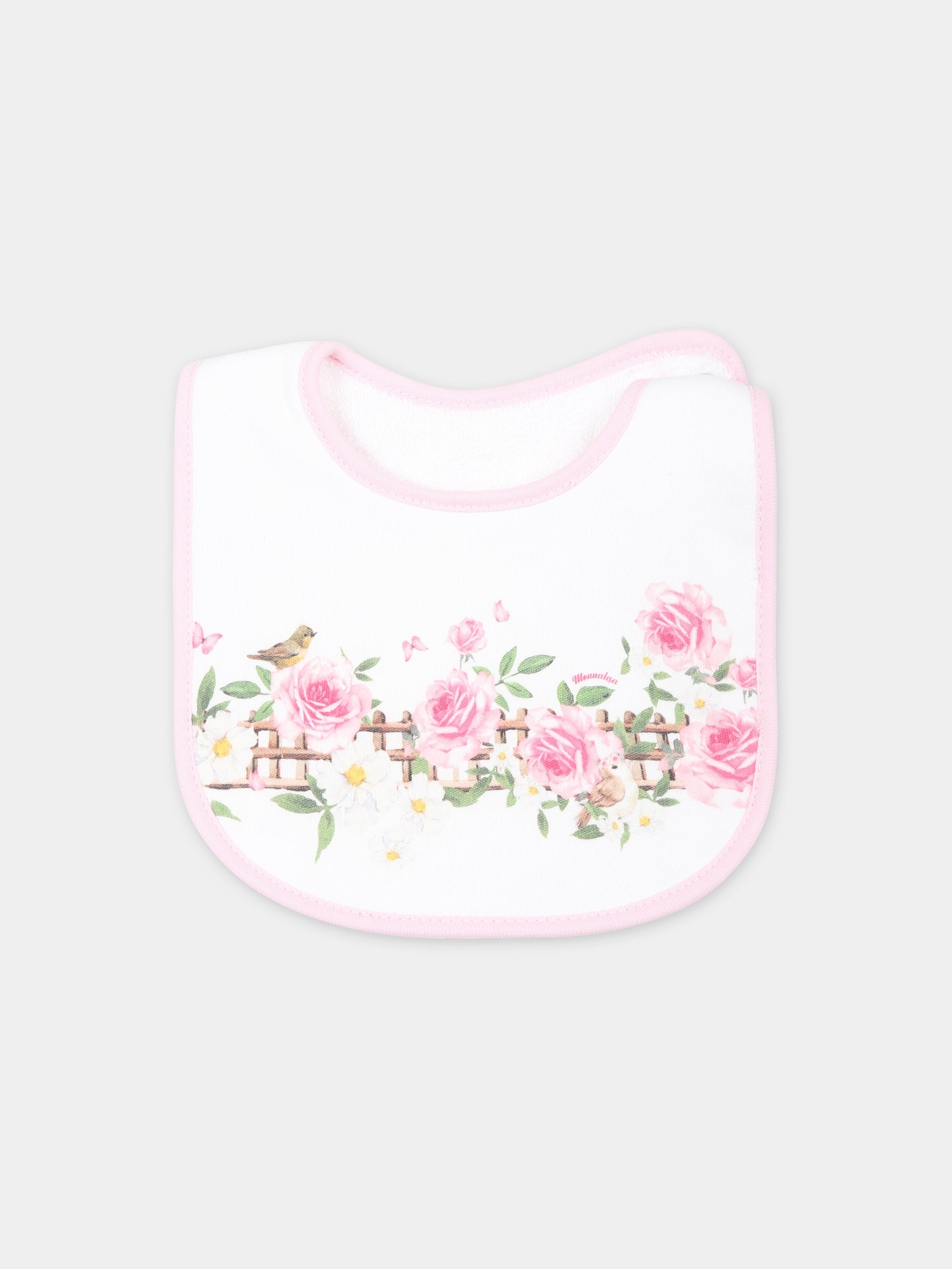 Set bianco per neonata con stampa fiori,Monnalisa,35C501 3000 0099