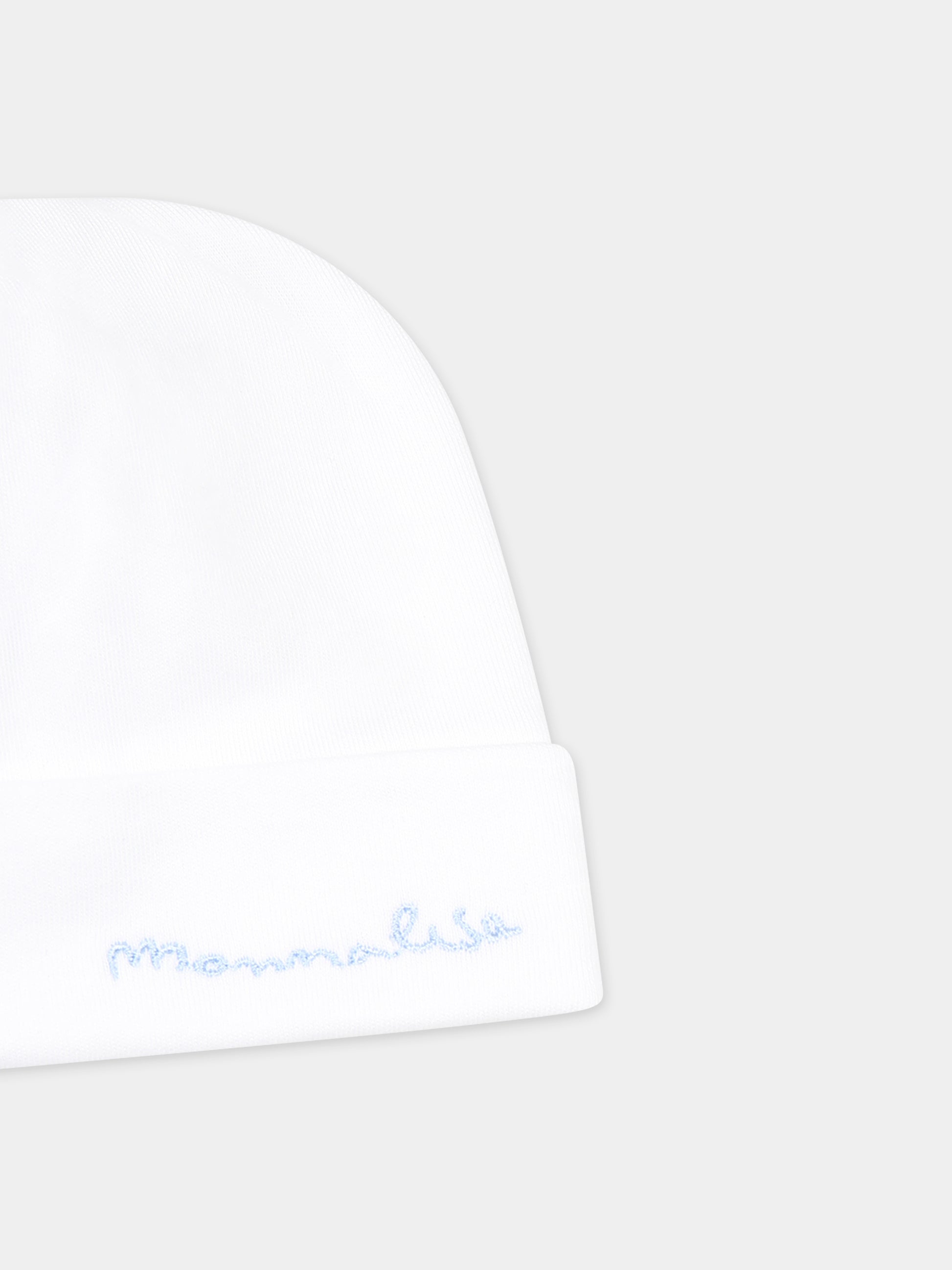 Cappello bianco per neonato con balena e logo,Monnalisa,22C008 3000 9954