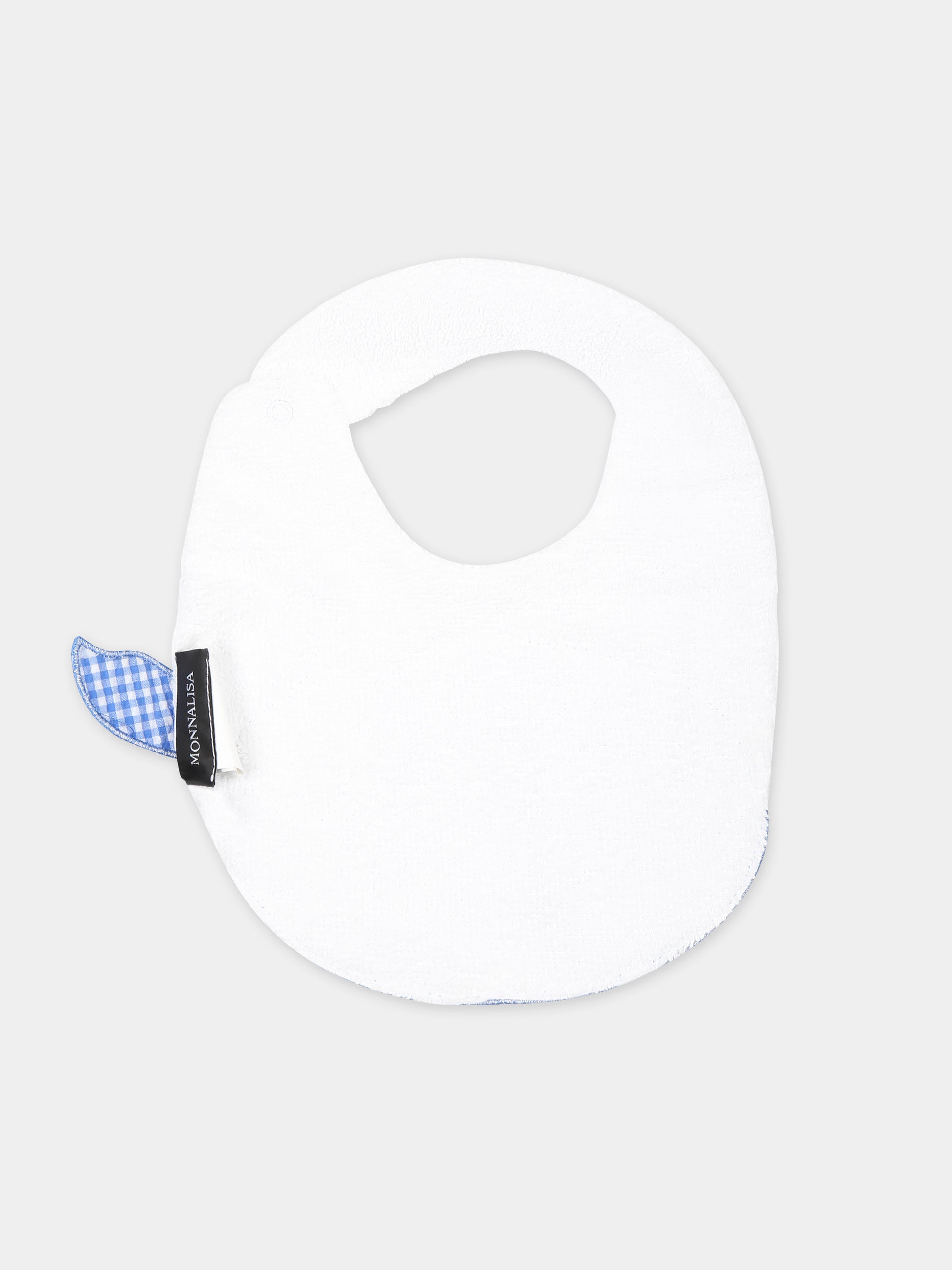 Bavaglino bianco per neonato con balena,Monnalisa,22C009 3000 9954
