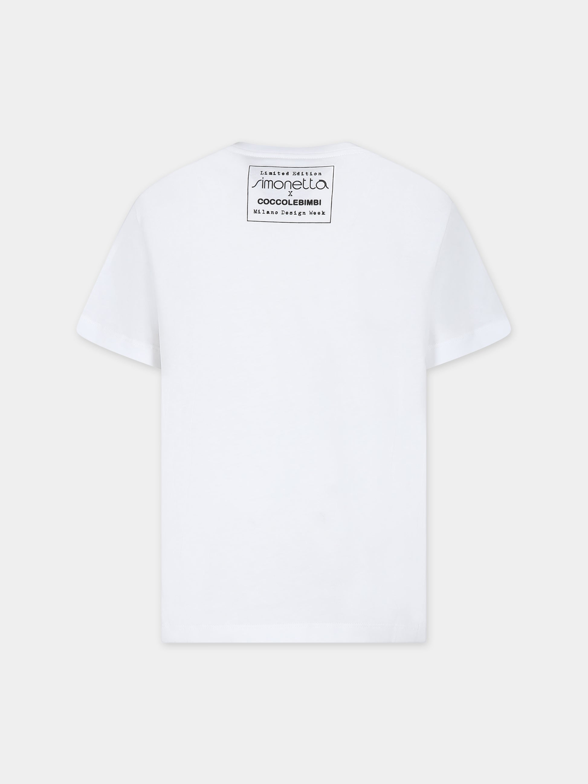 T-shirt bianca per bambina con nuvola arancione,Simonetta X Coccolebimbi,G00216 J0177 100RS