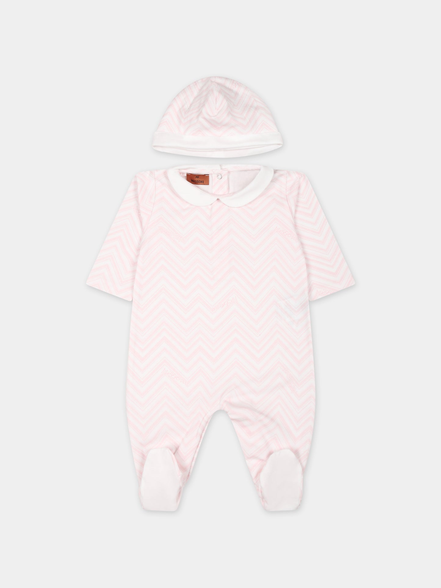 Completo bianco per neonata con motivo chevron,Missoni,MUB510 J0394 100RS