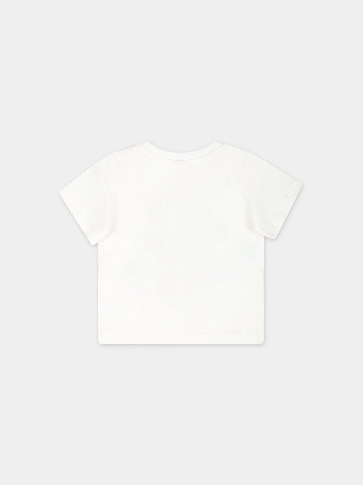 T-shirt bianca per neonato con stampa squalo,Stella Mccartney Kids,TU8611 Z0434 101