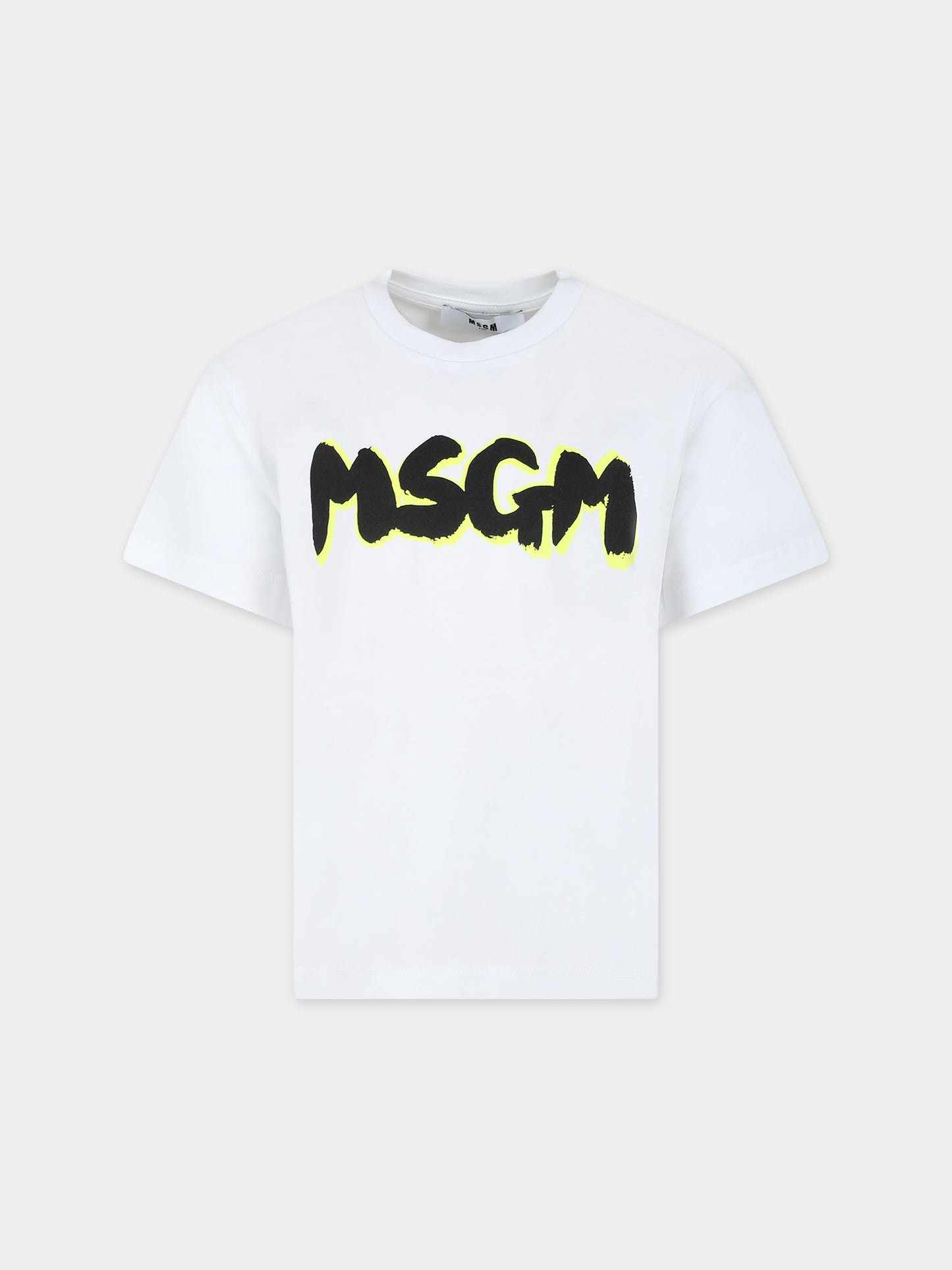 T-shirt bianca per bambino con logo,Msgm Kids,S4MSJBTH224 001