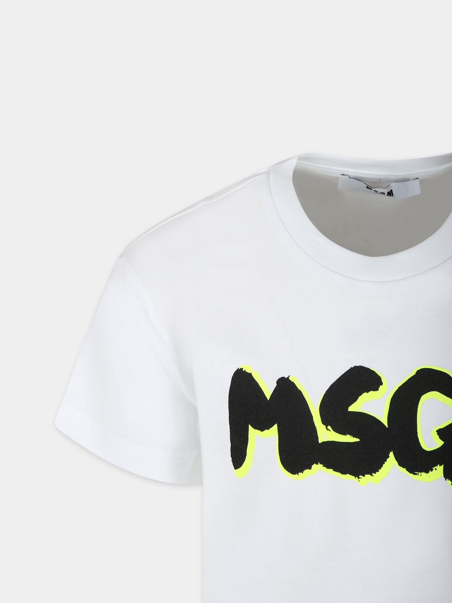 T-shirt bianca per bambino con logo,Msgm Kids,S4MSJBTH224 001