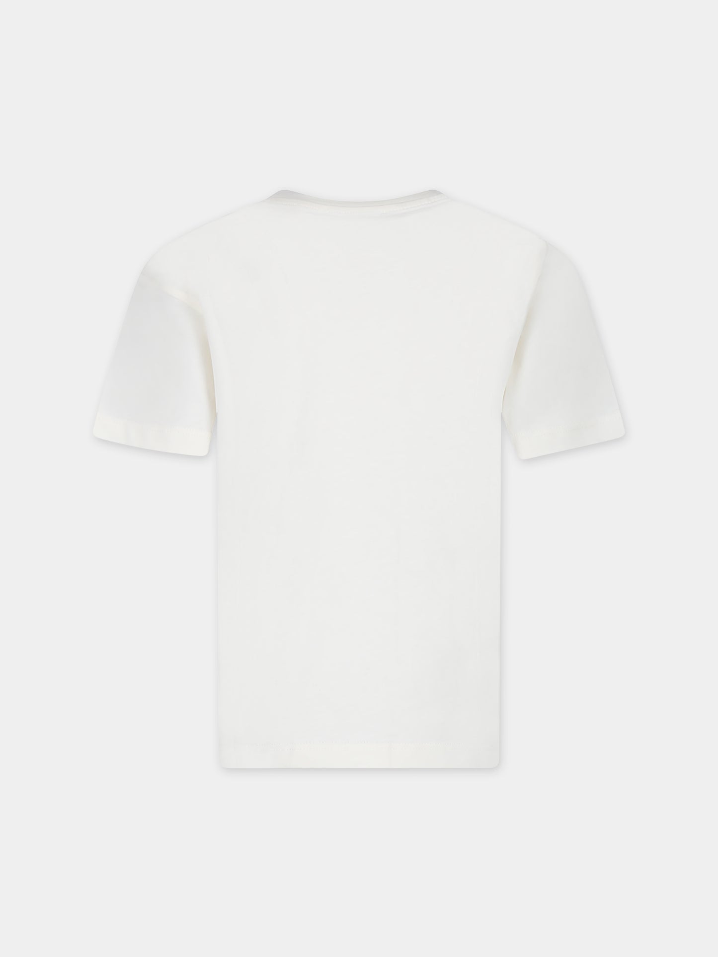 T-shirt avorio per bambino con logo e stampa palme,Msgm Kids,S4MSJBTH239 013