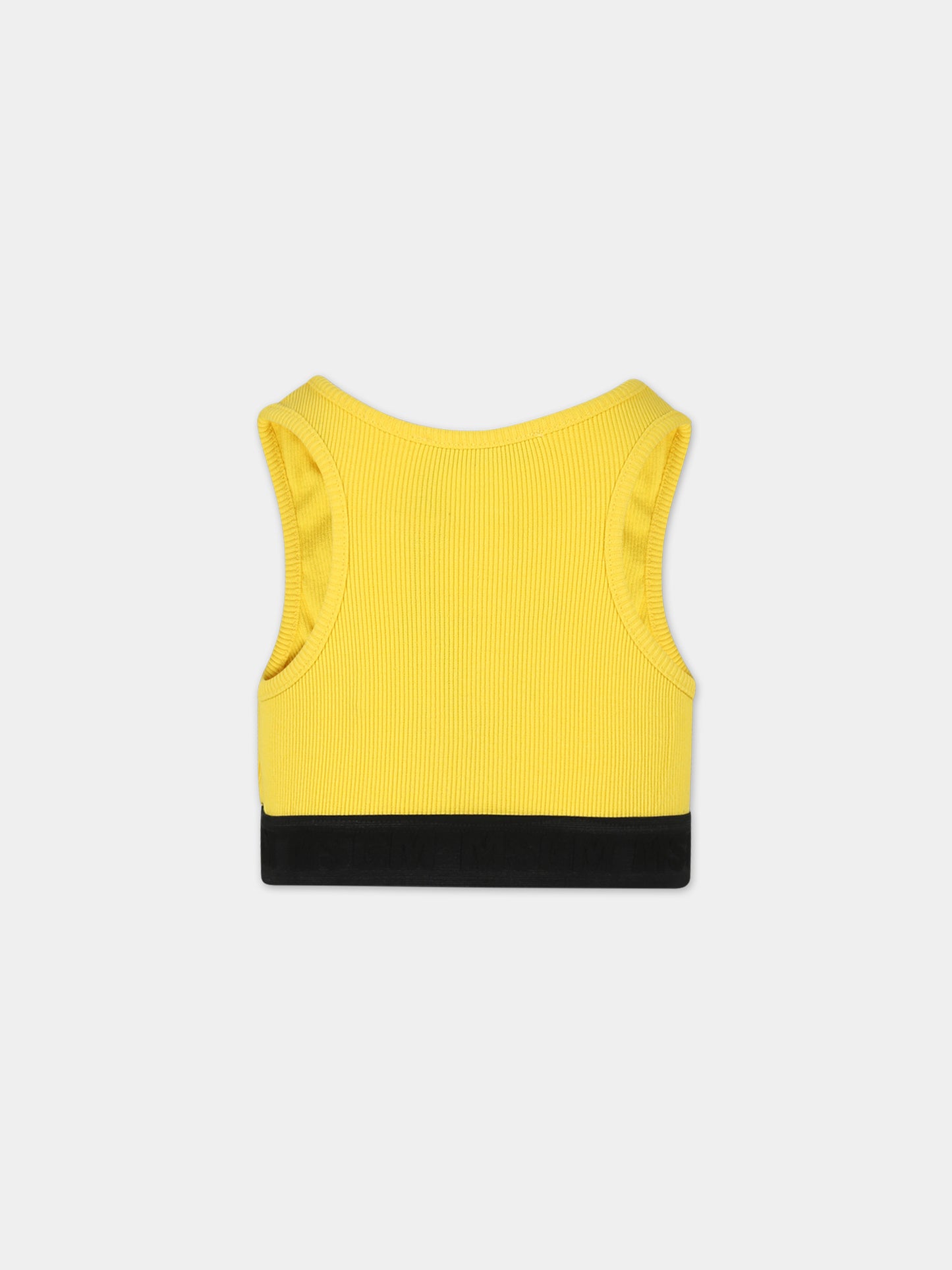 Top crop giallo per bambina con logo,Msgm Kids,S4MSJGTO287 020