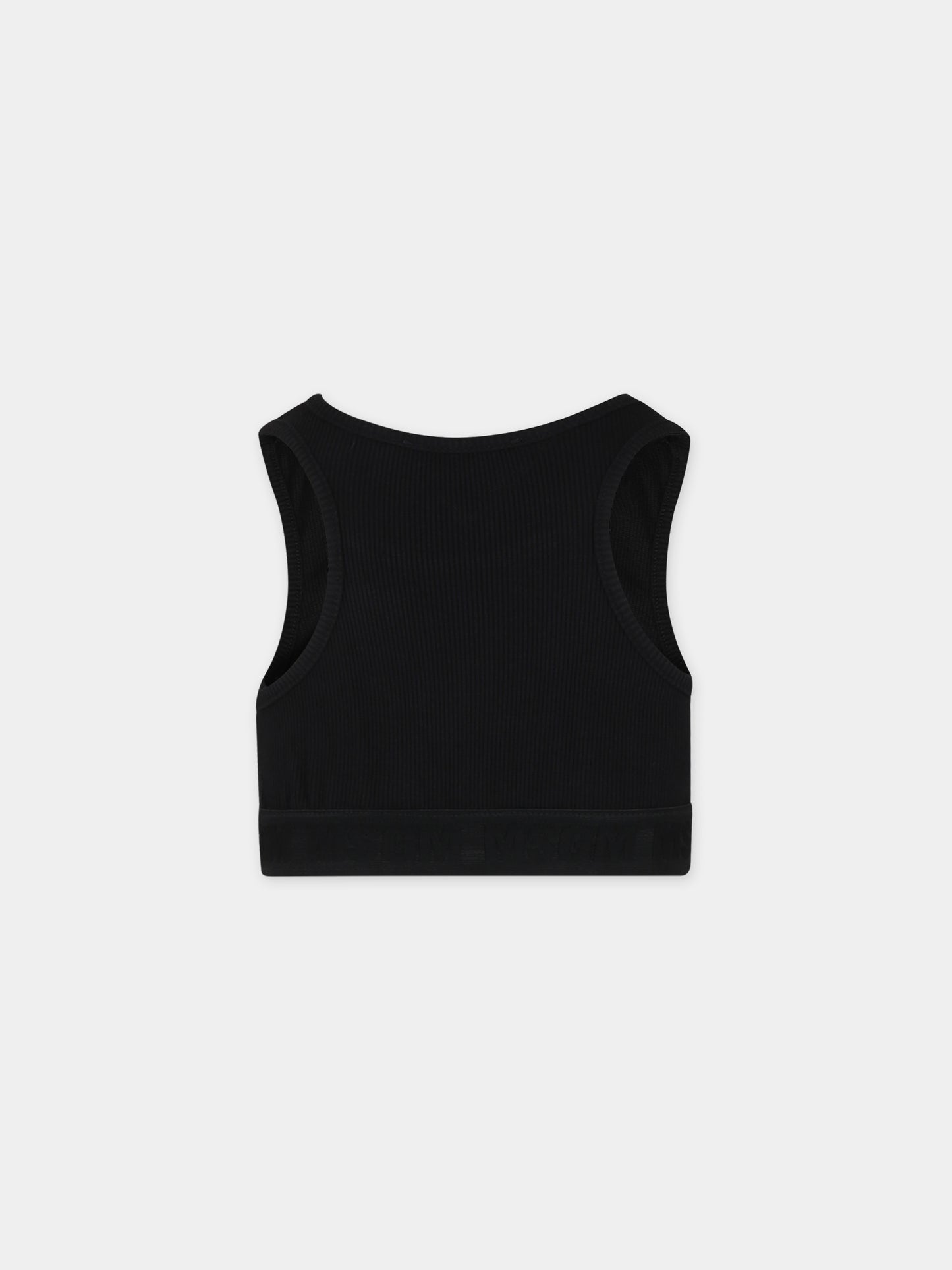 Top crop nero per bambina con logo,Msgm Kids,S4MSJGTO287 110