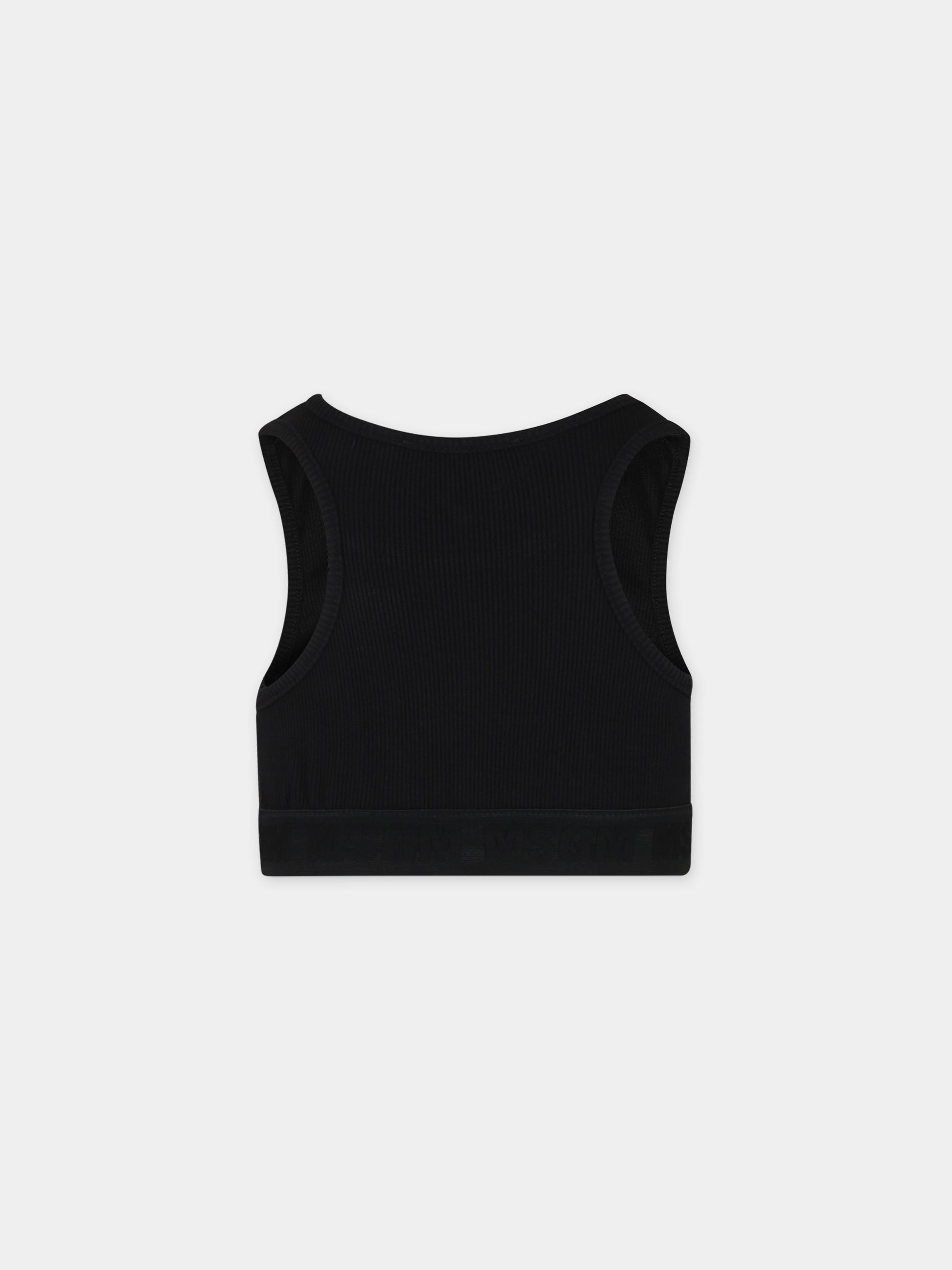 Top crop nero per bambina con logo,Msgm Kids,S4MSJGTO287 110