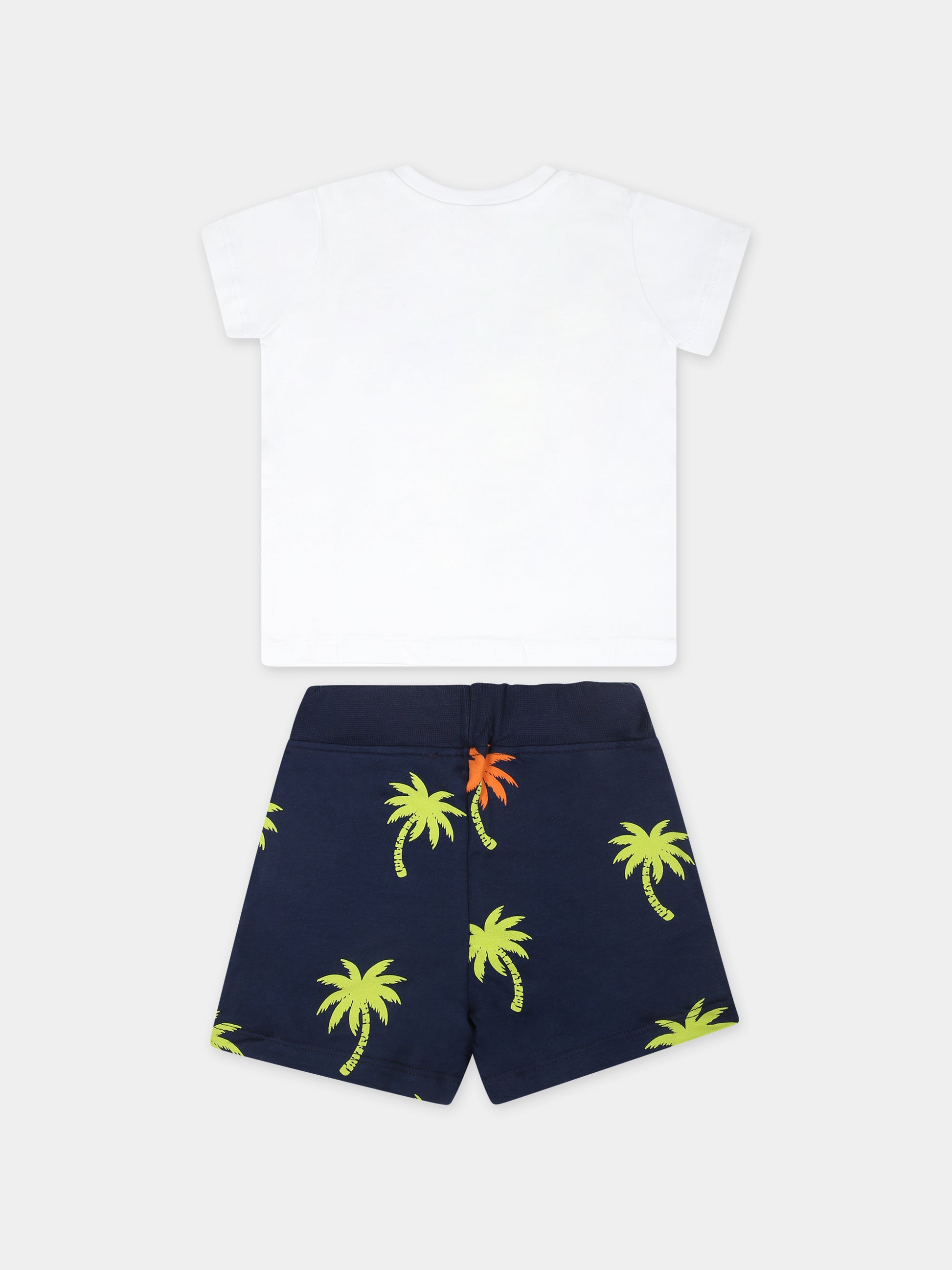 Completo bianco per neonato con logo e stampa palma,Msgm Kids,S4MSNBTR305 001/05