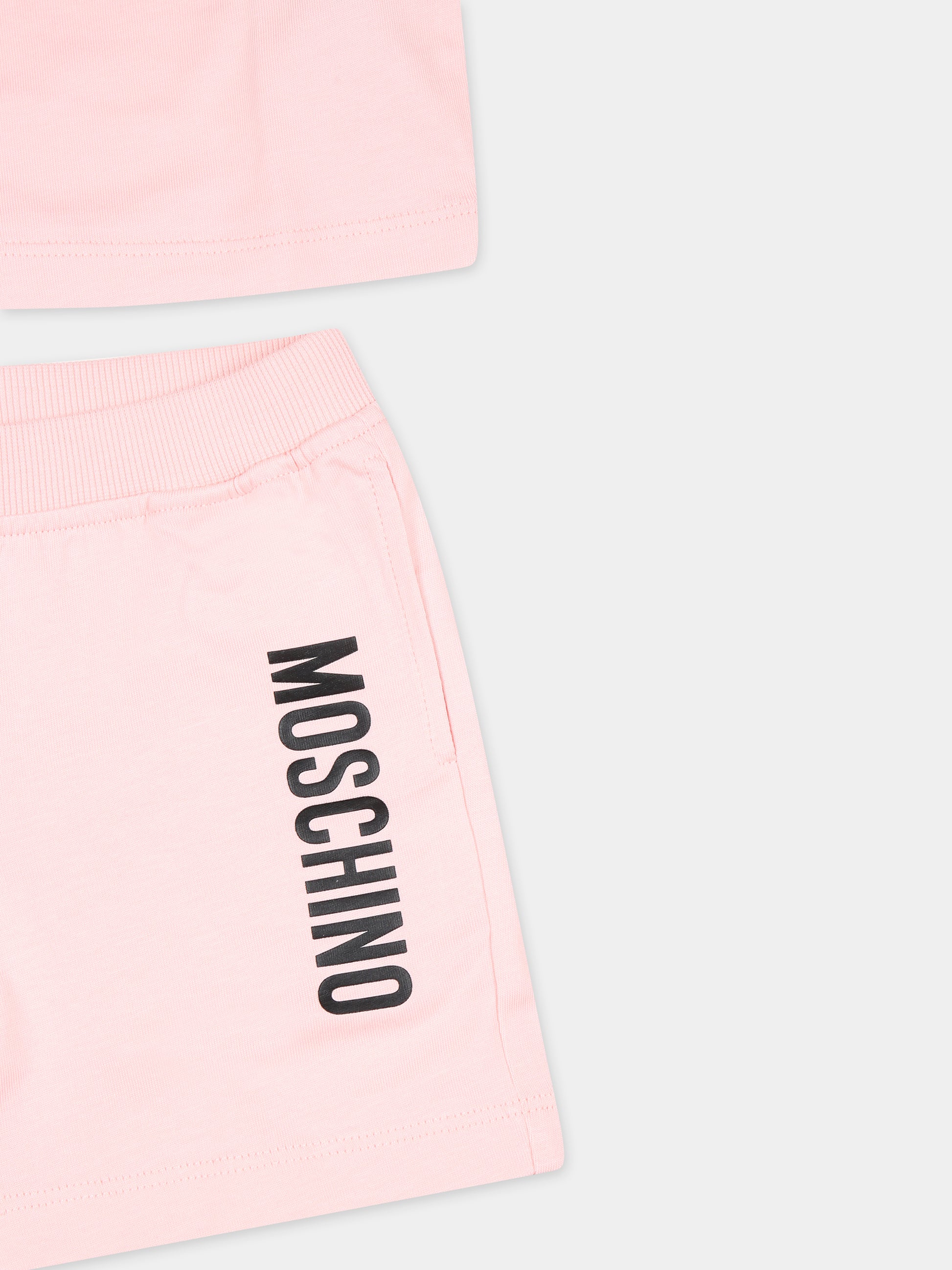 Completo rosa per neonata con Teddy bear e logo,Moschino Kids,MRG00M LAA02 50209