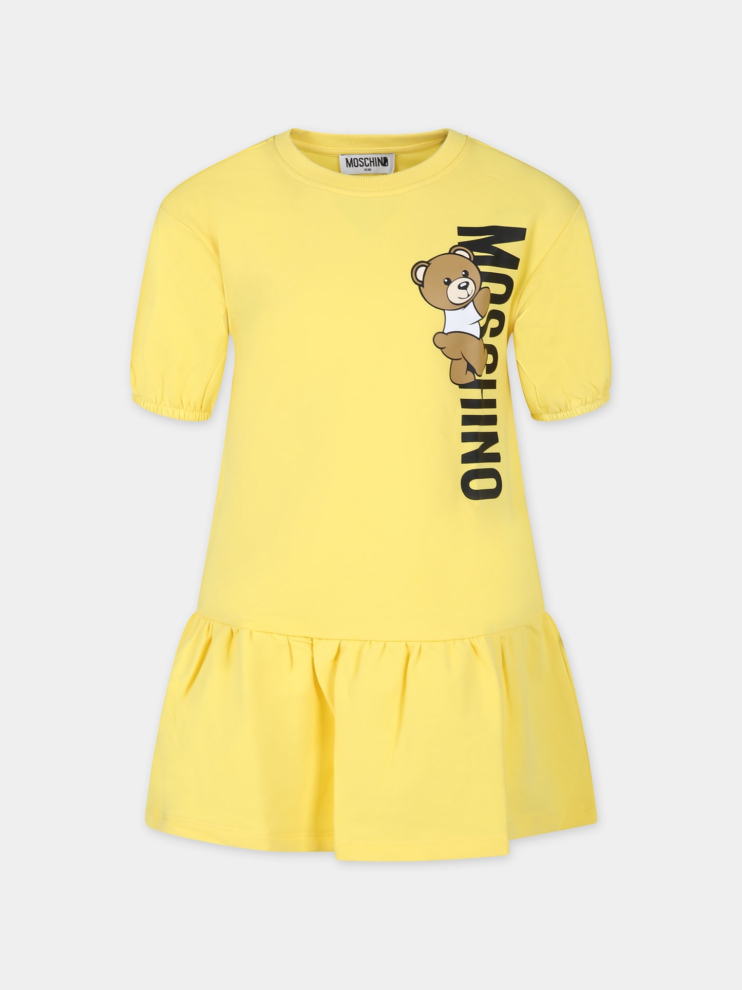 Vestito giallo per bambina con Teddy Bear,Moschino Kids,HAV0CQ LDA25 50162