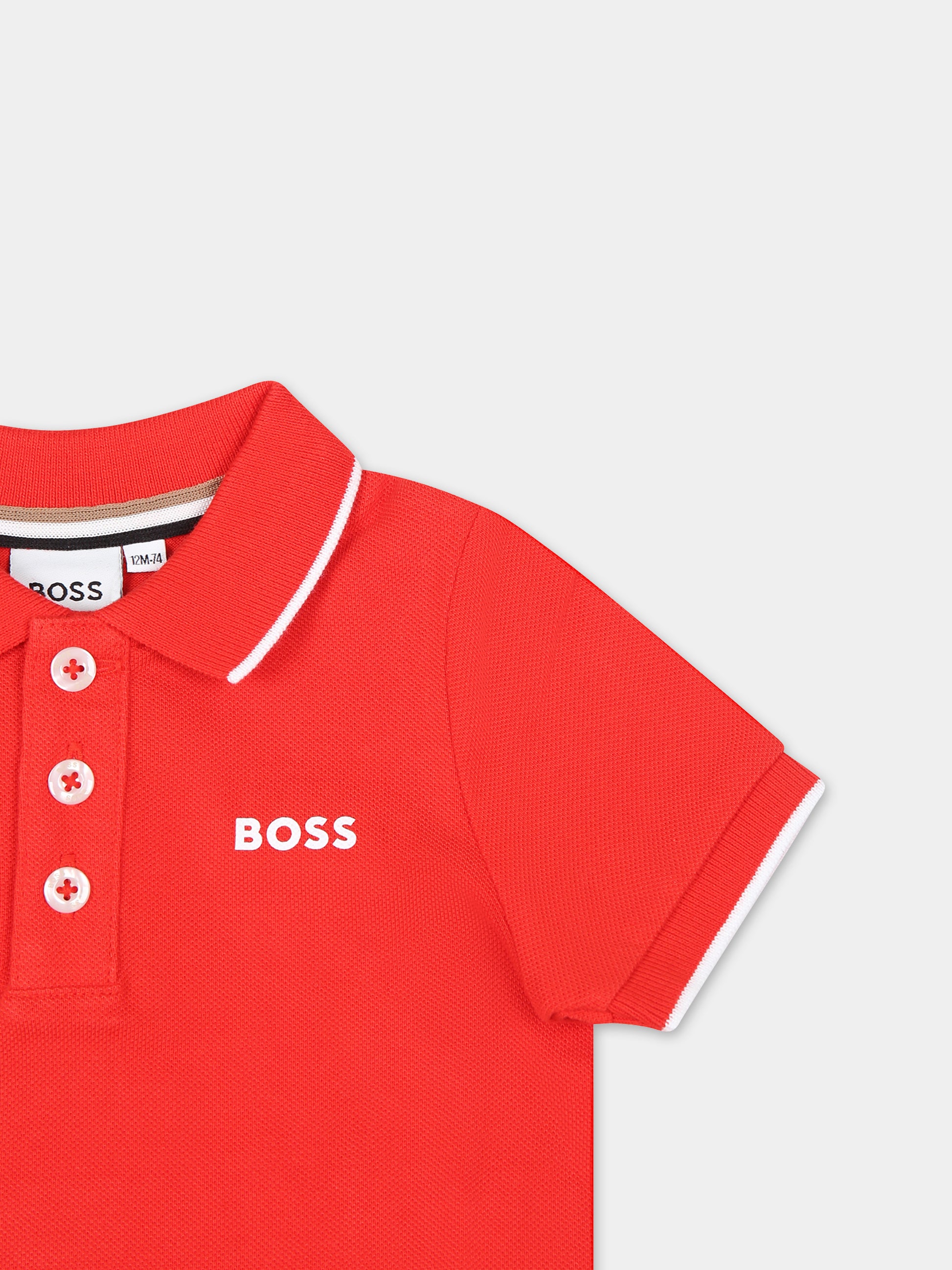 Polo rossa per neonato con logo,Boss,J50593 997