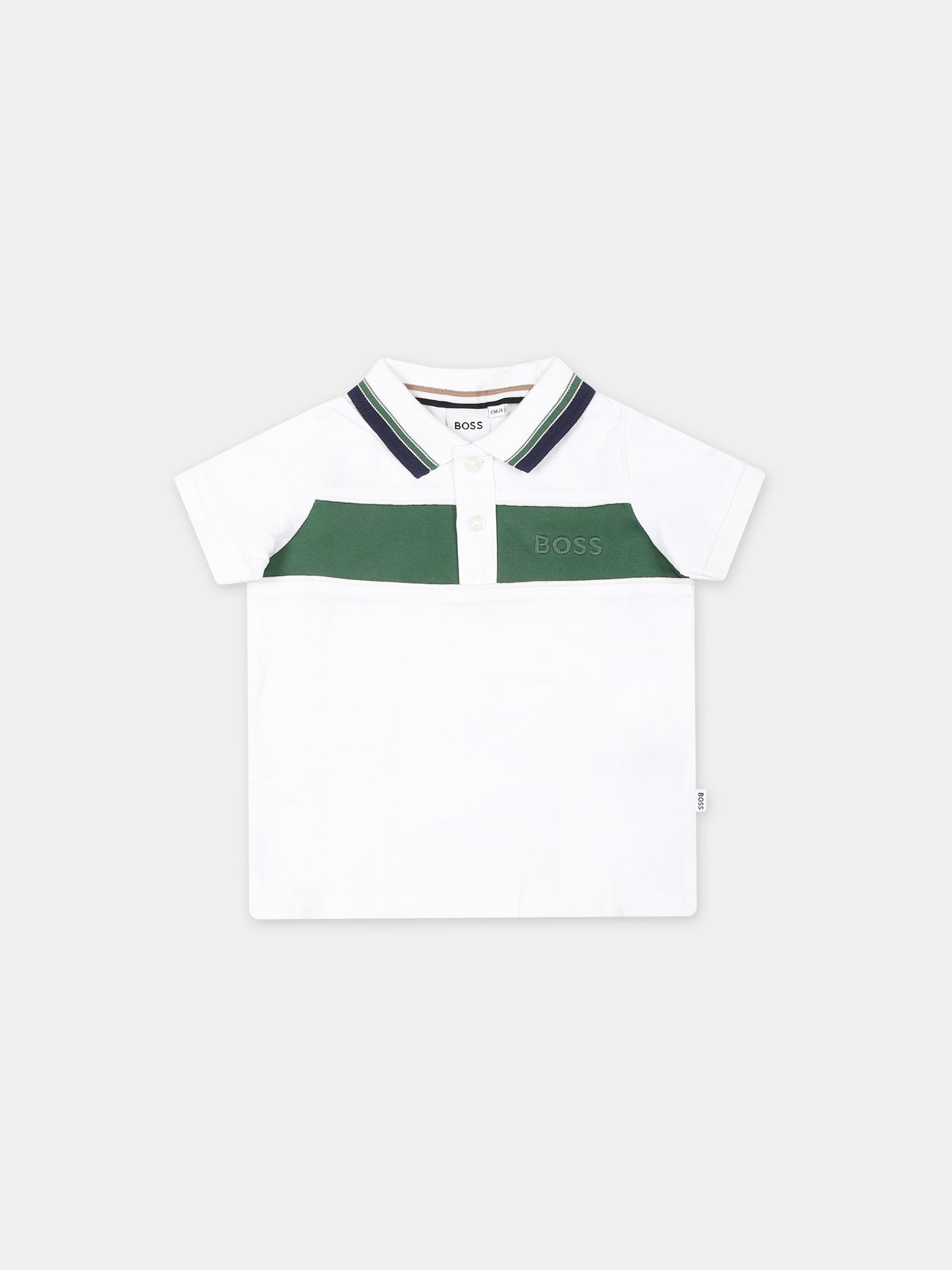 Polo bianca per neonato con logo,Boss,J50599 10P