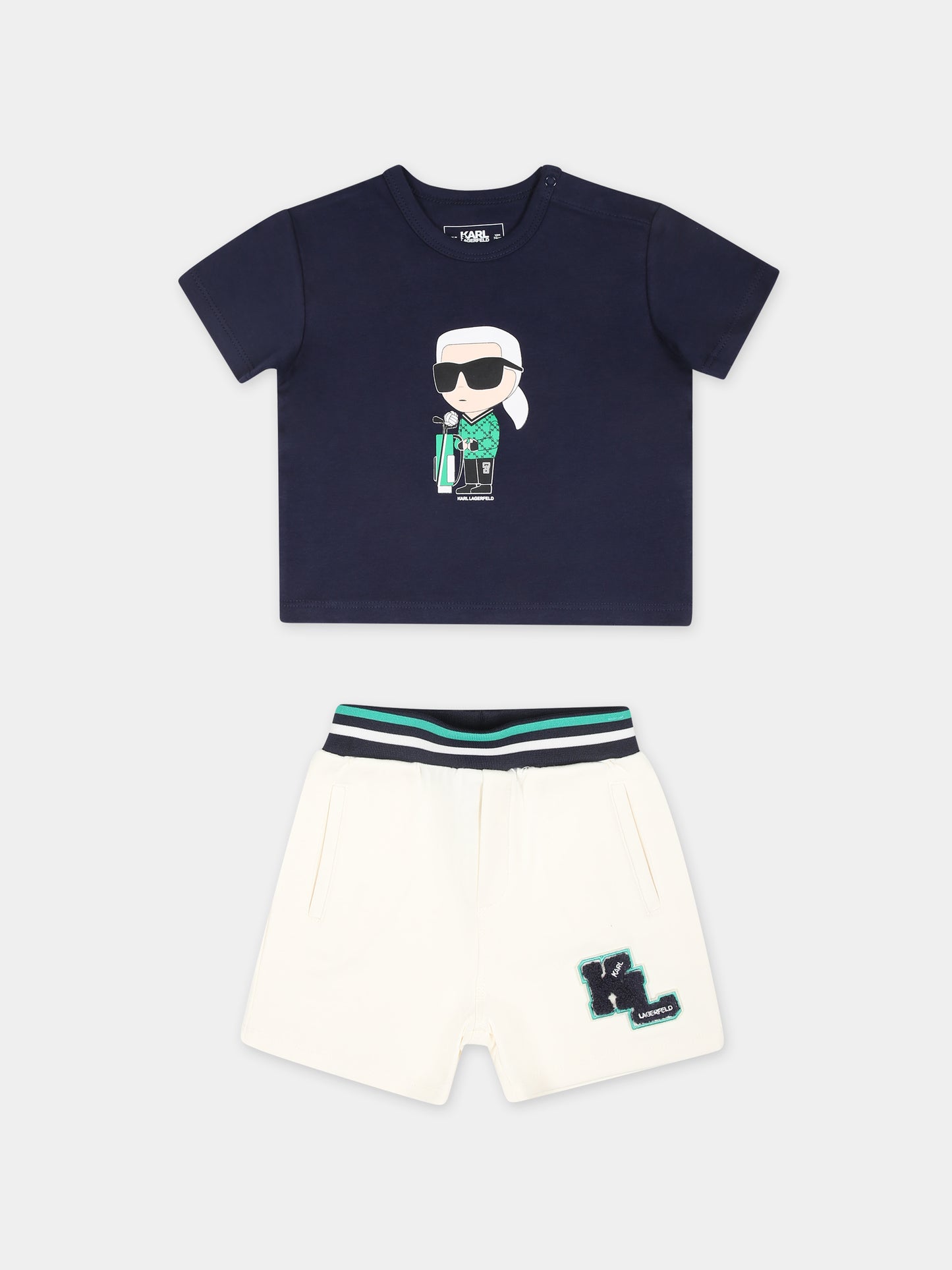 Completo blu per neonato con stampa Karl logo,Karl Lagerfeld Kids,Z30130 N58
