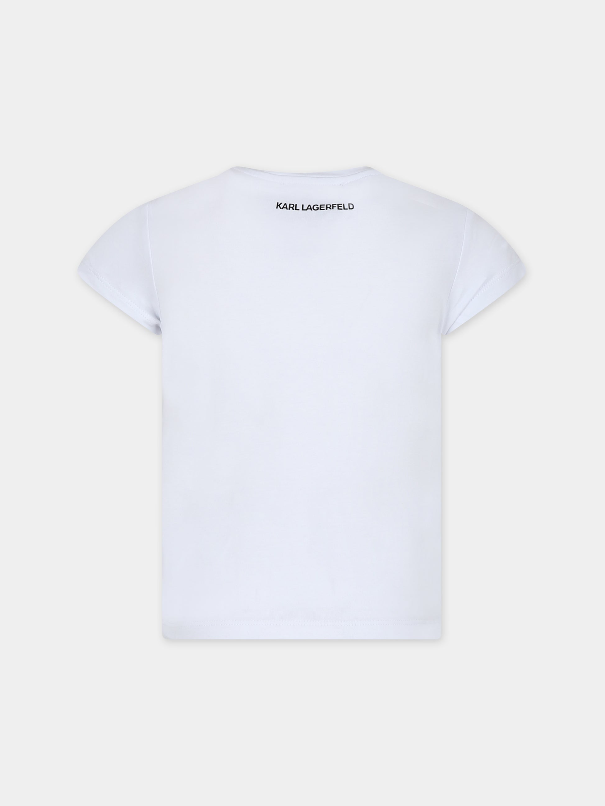 T-shirt bianca per bambina con stampa Karl e borsa da golf,Karl Lagerfeld Kids,Z30111 10P