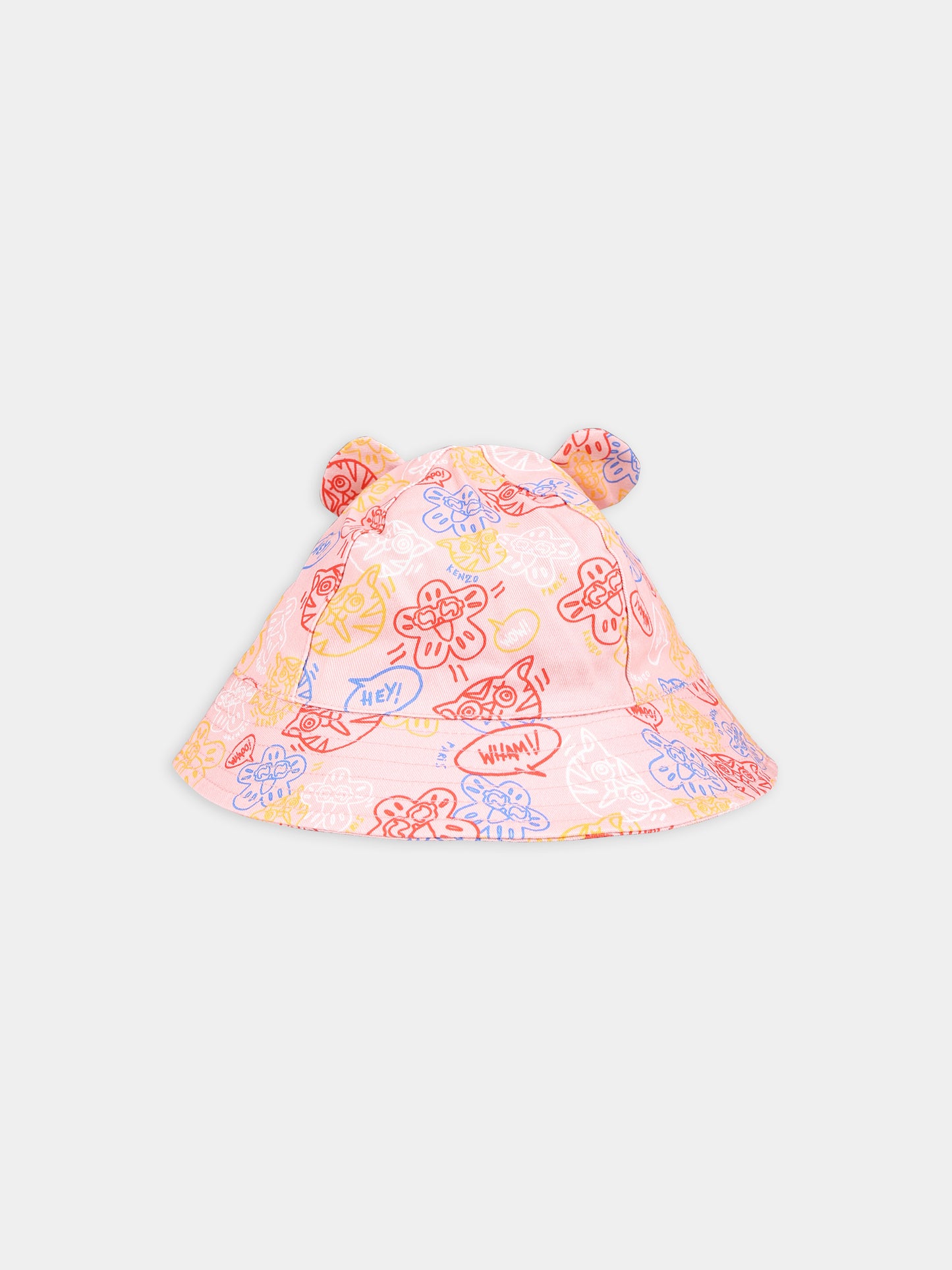 Cloche rosa per bambina con stampa e logo,Kenzo Kids,K60017 43G