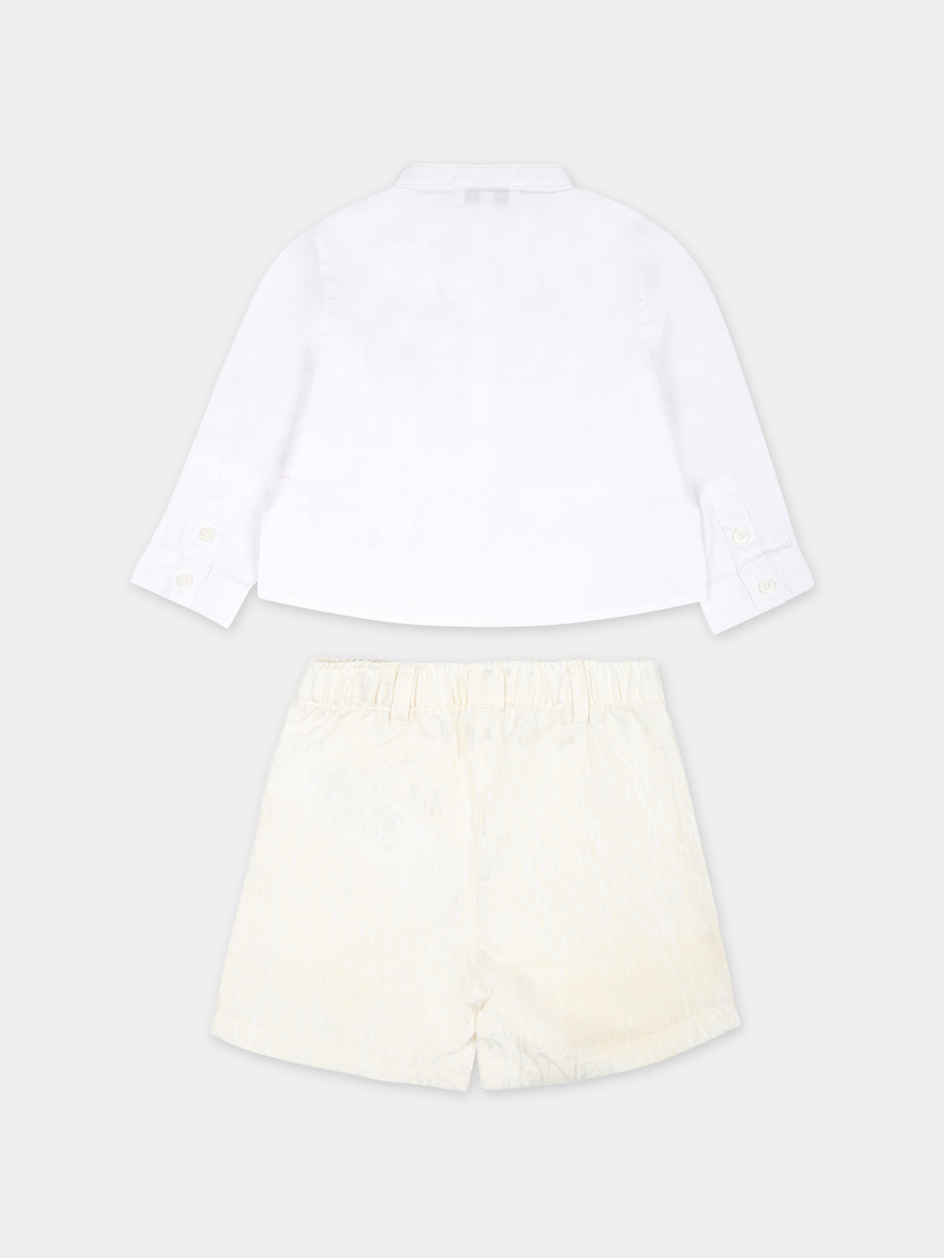 Completo beige per neonato con aquilotto e logo,Emporio Armani,3DHVJ3 4NGDZ F125