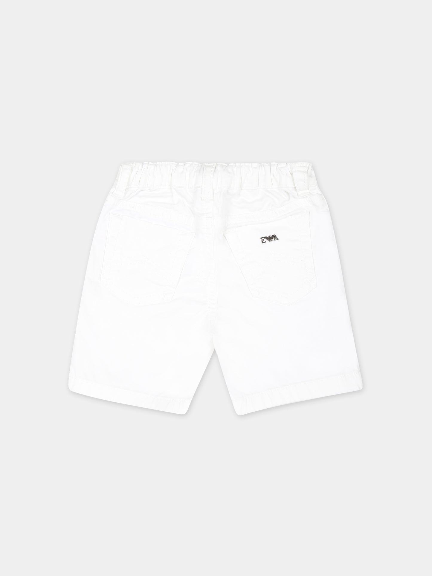 Shorts bianchi per neonato con aquilotto,Emporio Armani,8NHS01 4N7LZ 0100