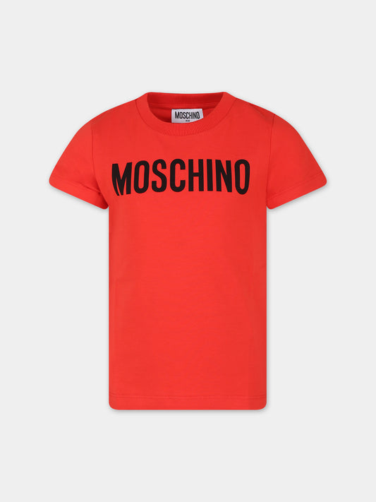 T-shirt rossa per bambini con logo,Moschino Kids,HQM03T LBA10 50109