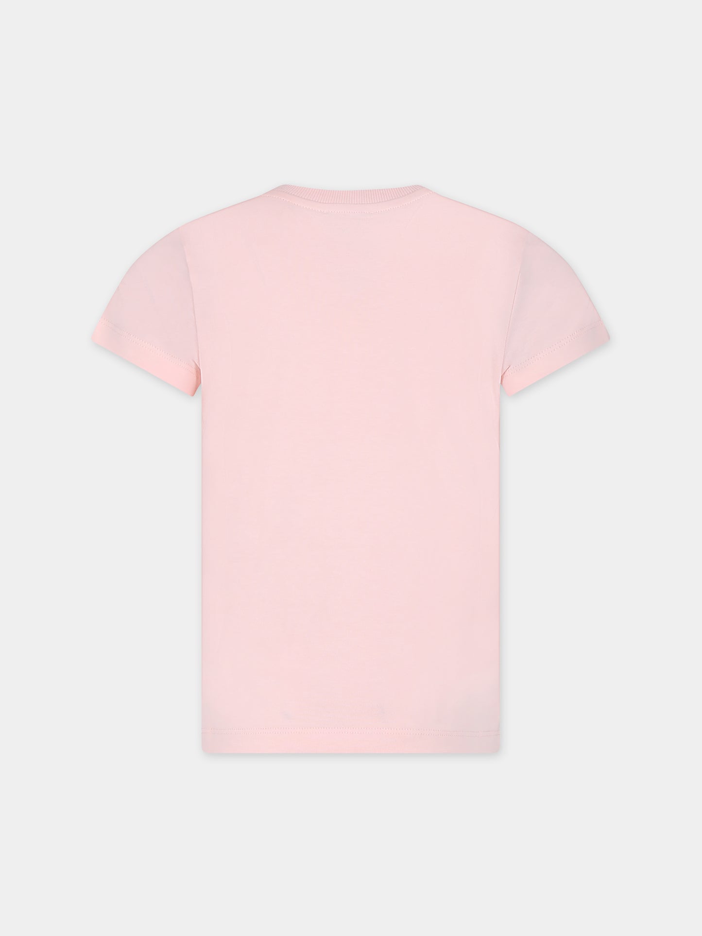 T-shirt rosa per bambina con logo,Moschino Kids,HQM03T LBA10 50209