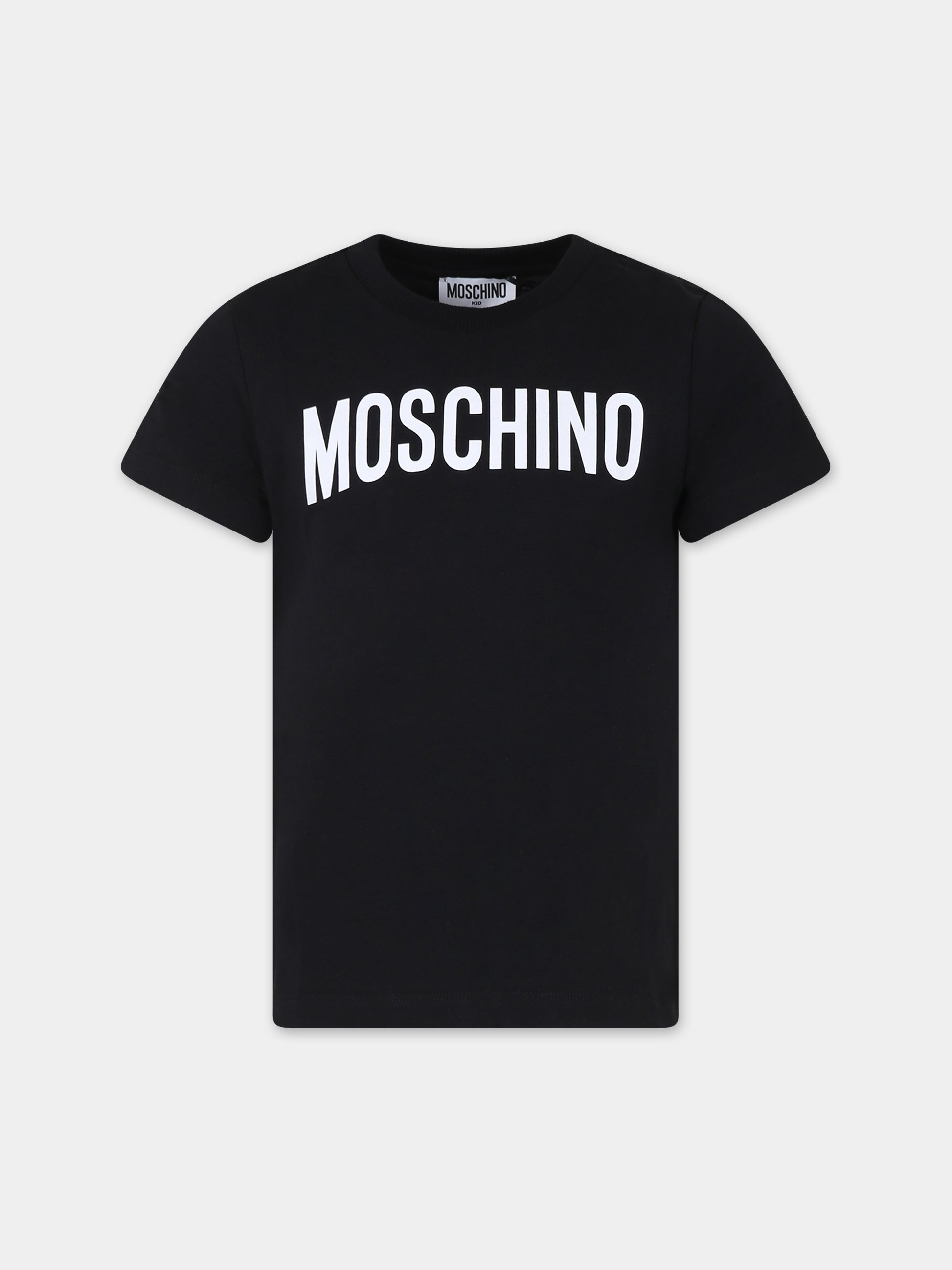 T-shirt nera per bambini con logo,Moschino Kids,HQM03T LBA10 60100