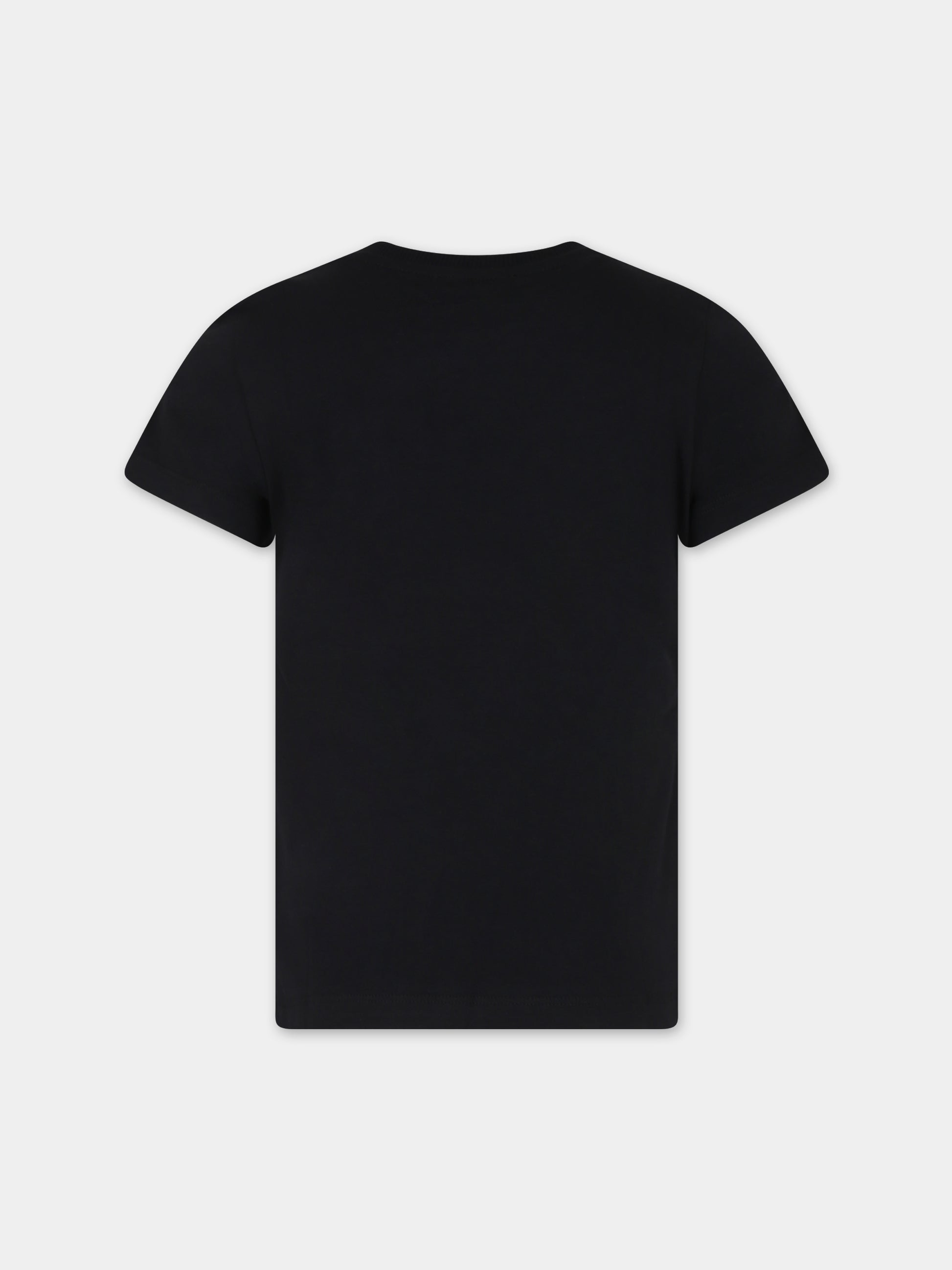 T-shirt nera per bambini con logo,Moschino Kids,HQM03T LBA10 60100