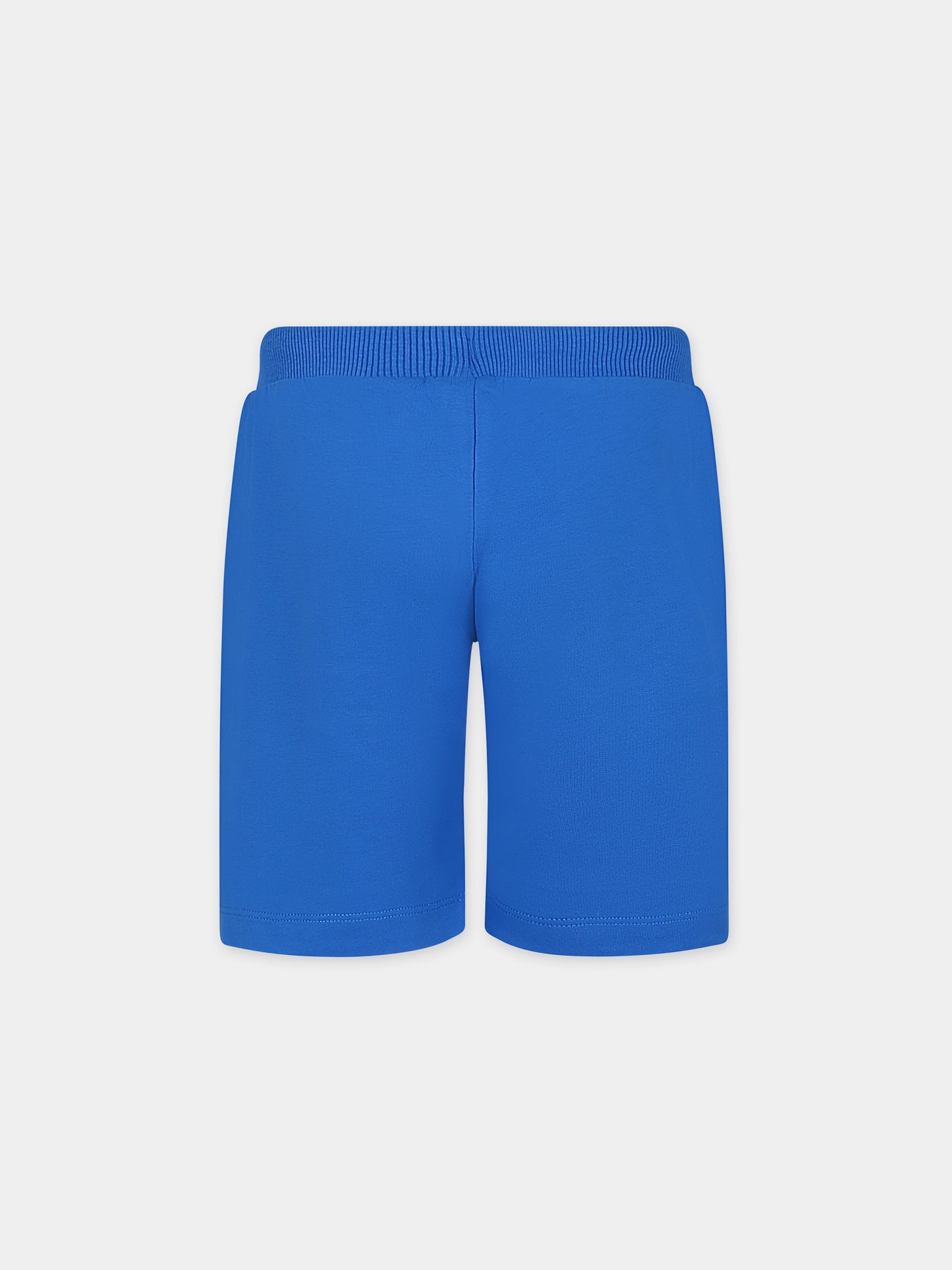 Shorts azzurri per bambini con Teddy Bers e logo,Moschino Kids,HUQ01O LCA19 40289