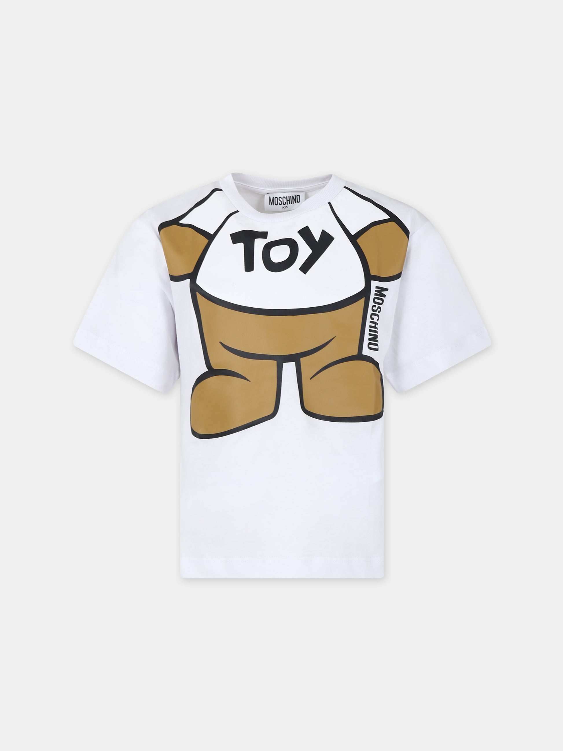 T-shirt bianca per bambino con Teddy Bear,Moschino Kids,HXM03R LAA33 10101
