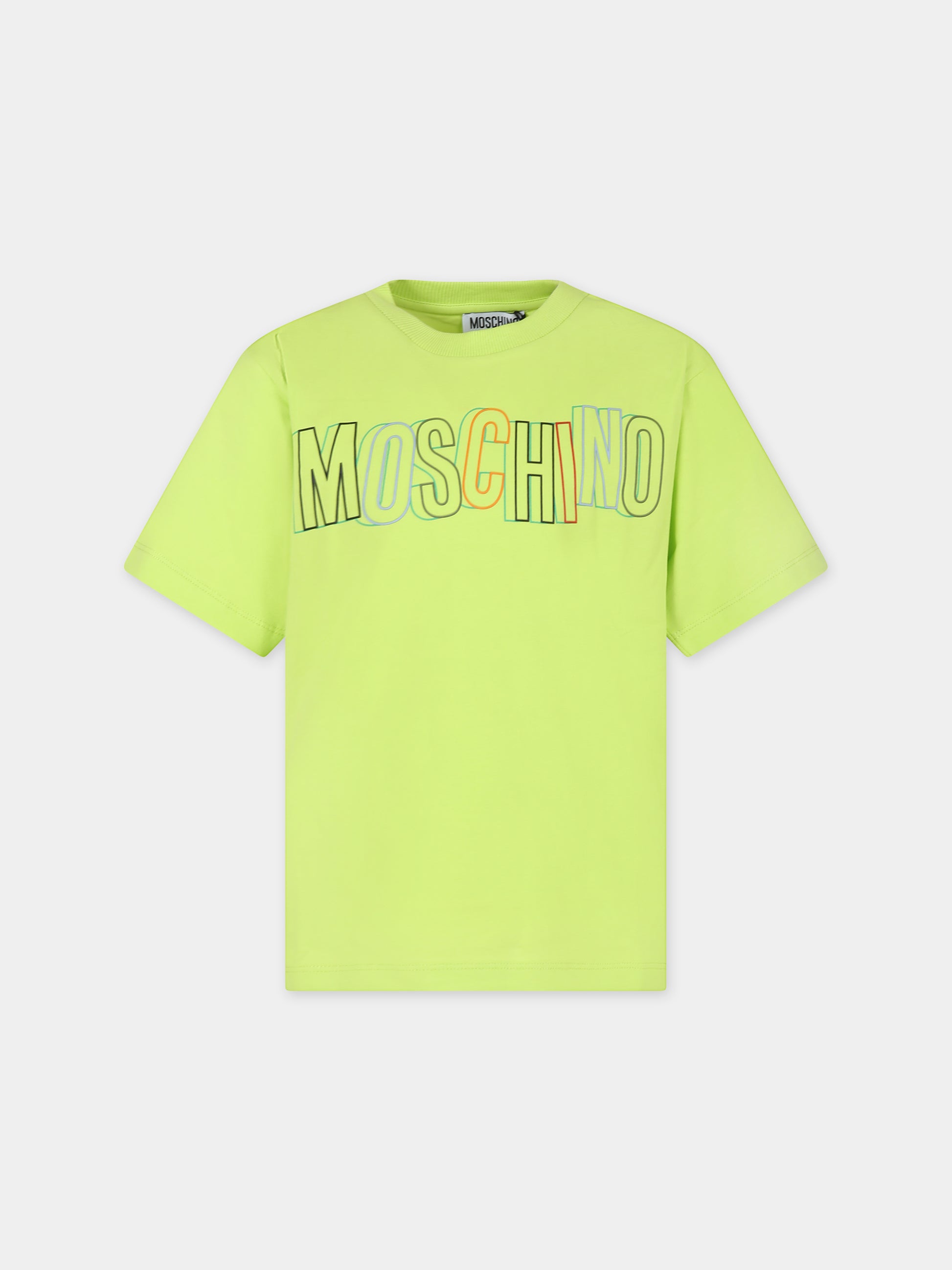 T-shirt gialla per bambino con logo,Moschino Kids,HZM03S LBA10 30125