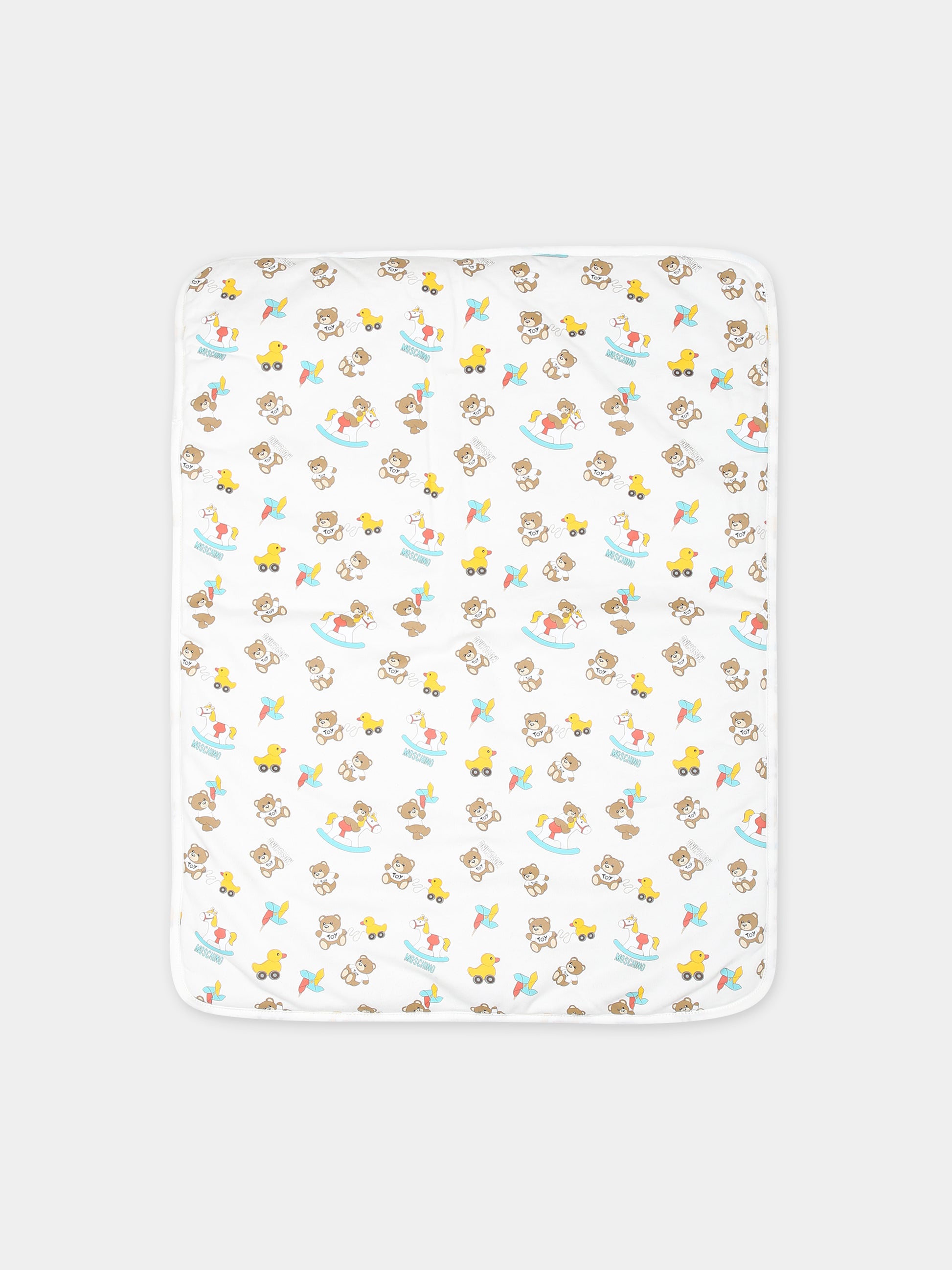 Borsa mamma bianca per neonati con Teddy Bear e stampa,Moschino Kids,MTX03A LCB50 84587