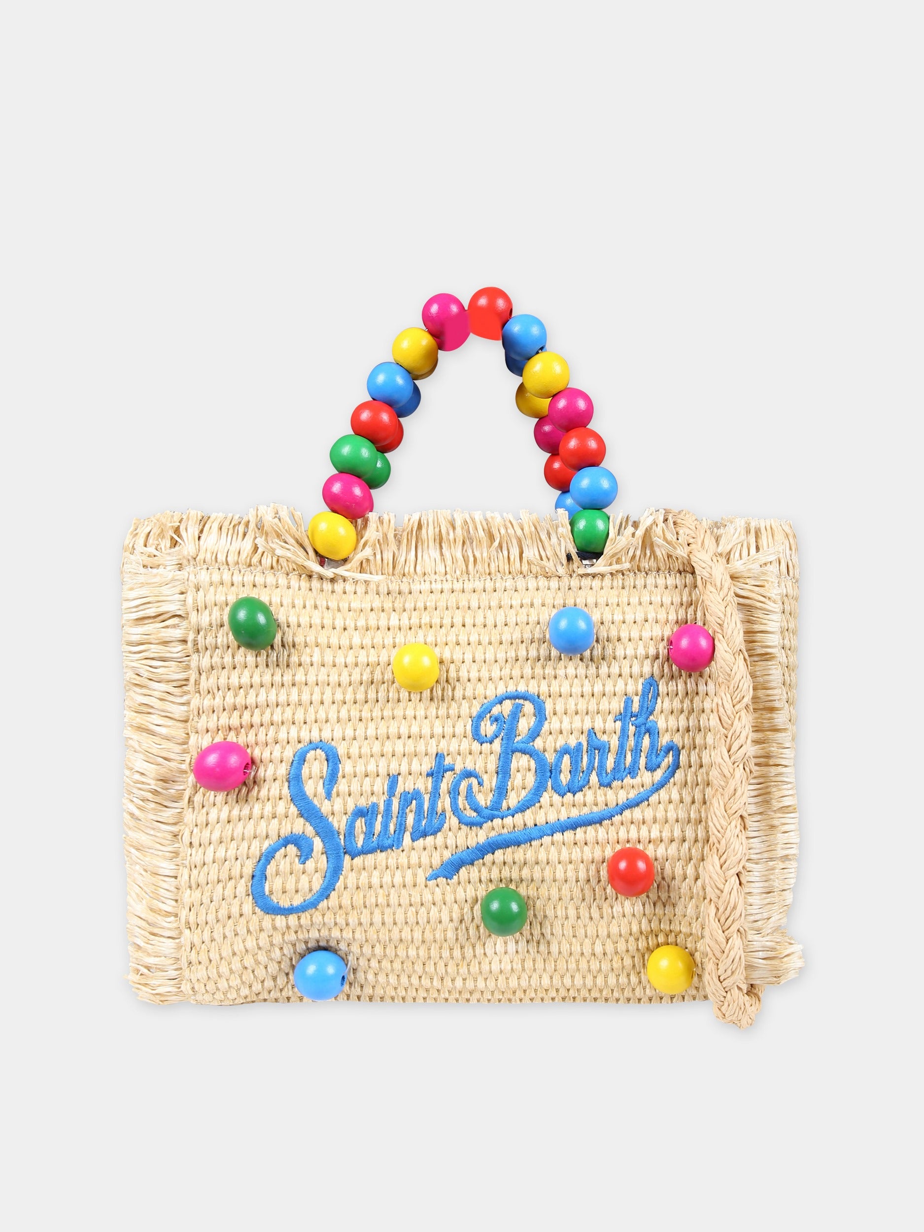Borsa beige per bambina con logo e perline,Mc2 Saint Barth,VAMI009 00386F